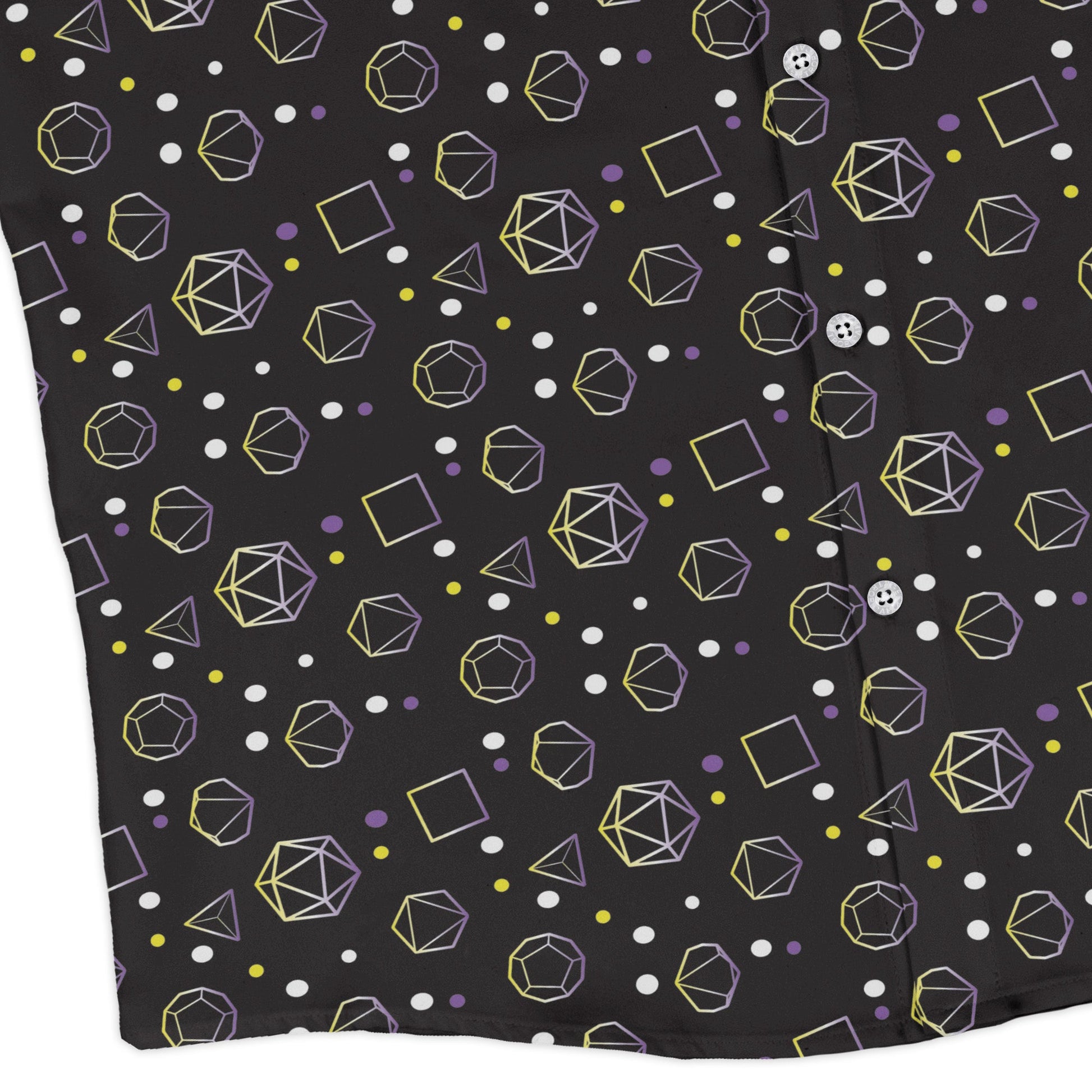 Nonbinary Pride Flag Dnd Dice Long Sleeve Button Up Shirt Geek Nerd adult sizing Design by Heather Davenport dnd & rpg print