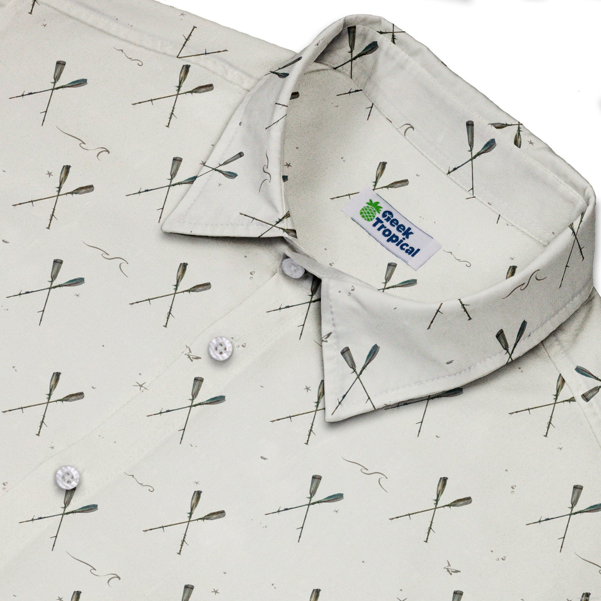 Oar Cross Button Up Shirt Geek Nerd adult sizing Design by Vlad Mel Marine biology