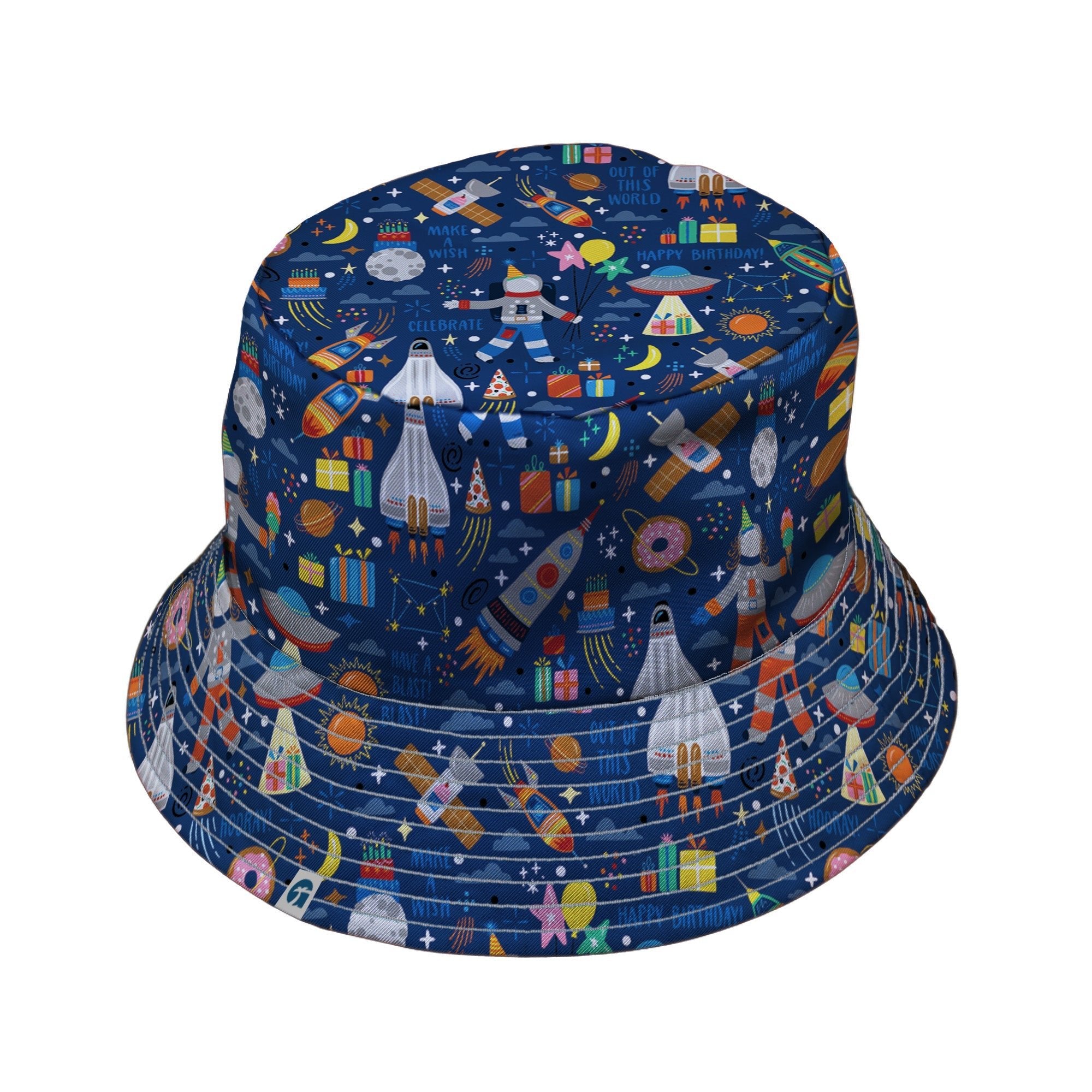 Outer Space Birthday Bucket Hat Geek Nerd Design by Zirkus Design lx - B outer space & astronaut print