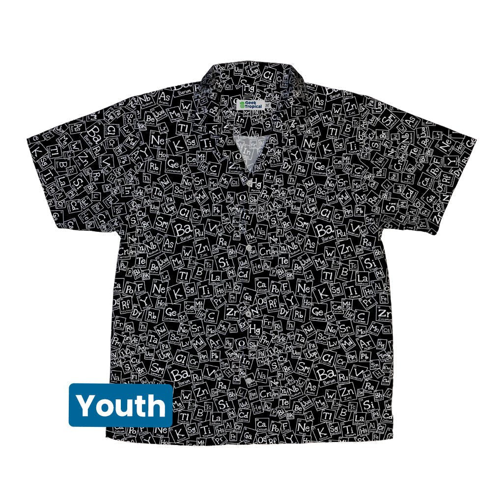Periodic Table BW Youth Hawaiian Shirt Geek Nerd Design by Julie Kitzes q225 science print