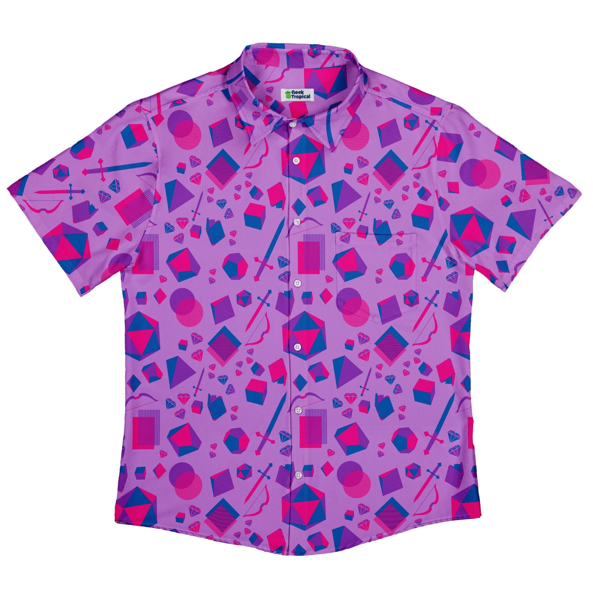 Pink Blue and Bisexual Colors Tabletop RPG Items Dnd Button Up Shirt - adult sizing - dnd & rpg print - Pride Patterns