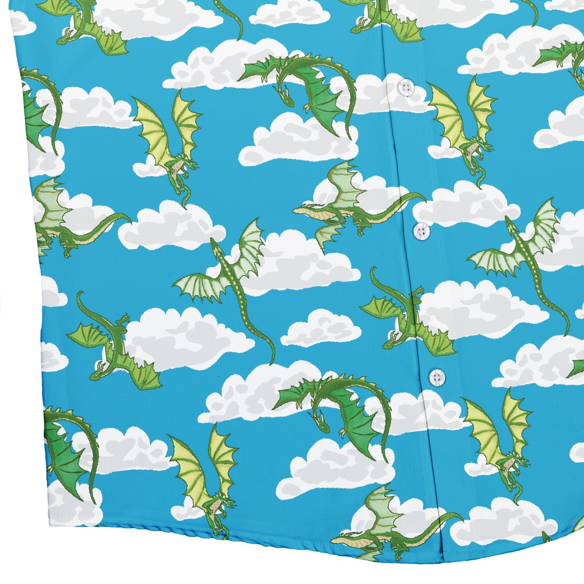 Pixel Dragon Video Game Sky Button Up Shirt Geek Nerd adult sizing Designs by Nathan fantasy prints