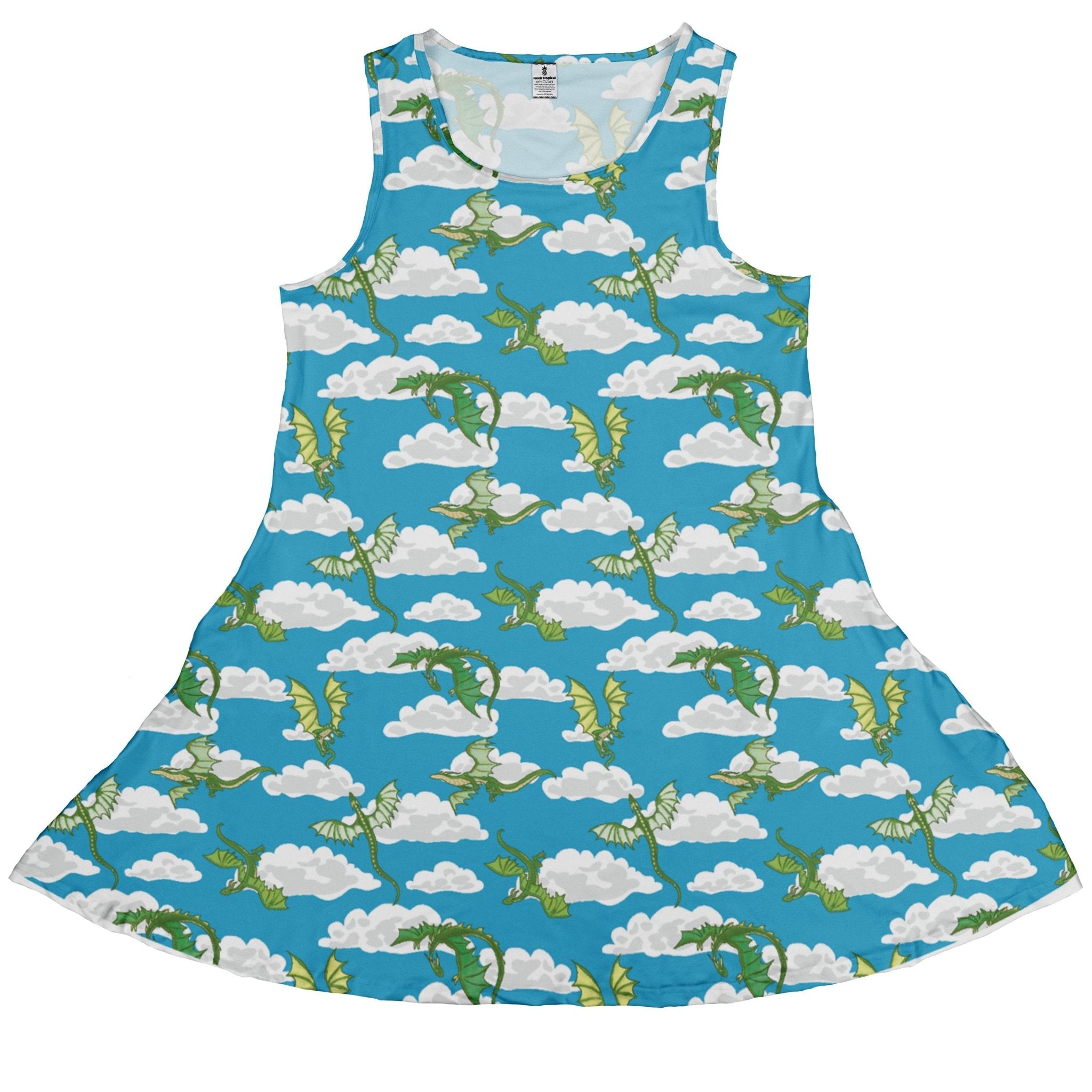 Pixel Dragon Video Game Sky Dress Geek Nerd Designs by Nathan fantasy prints lx - C