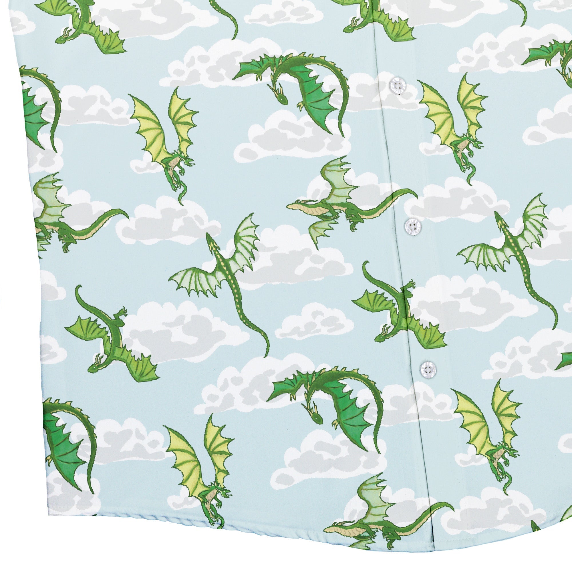 Pixel Dragon Video Game Mist Button Up Shirt Geek Nerd adult sizing Designs by Nathan fantasy prints