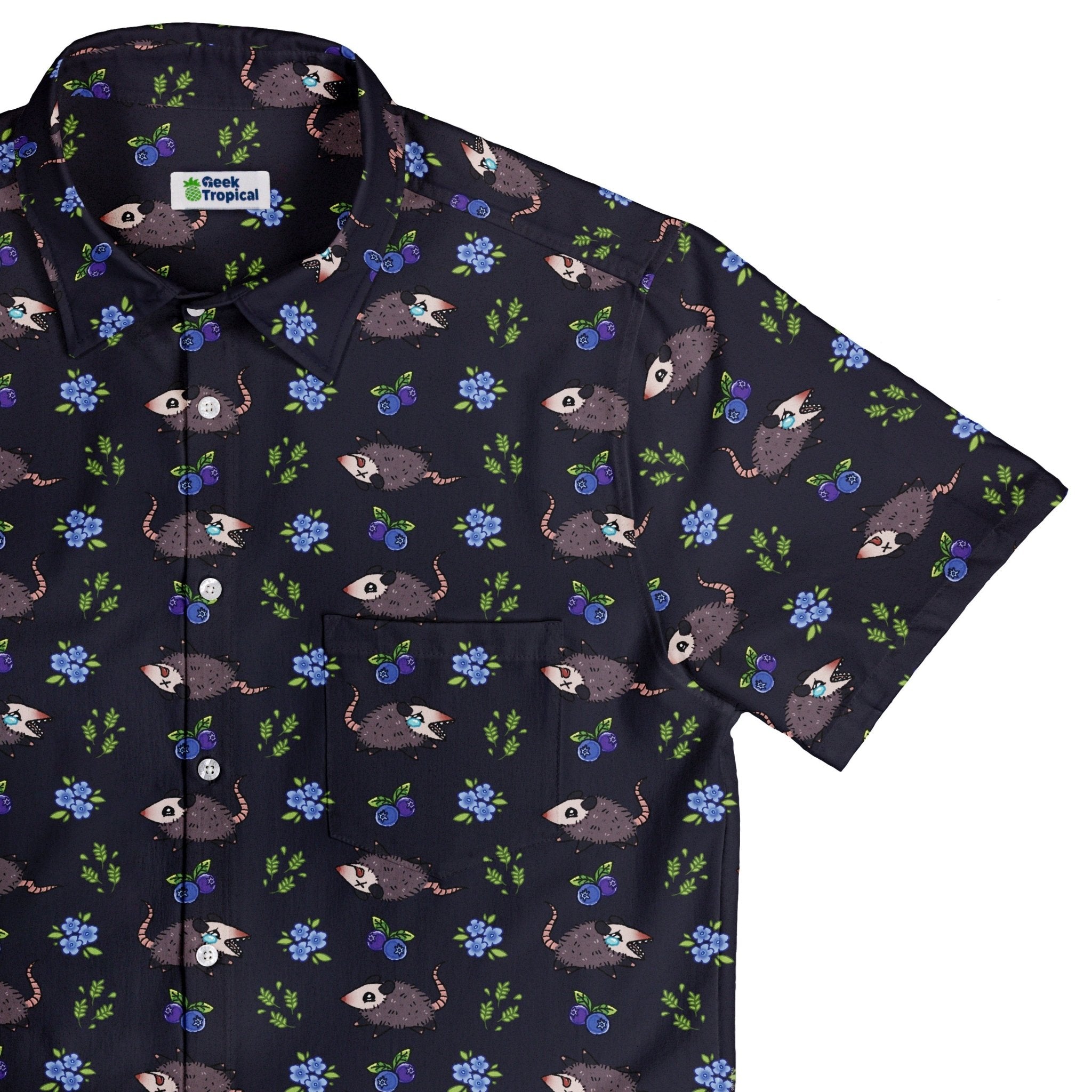 Playing Possum Button Up Shirt Geek Nerd 0925 adult sizing All Adult Button Up Shirts
