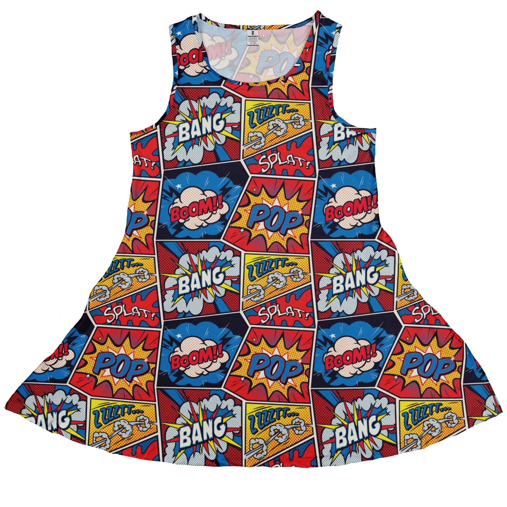 Pop Art Comic Book Red Dress Geek Nerd adult sizing