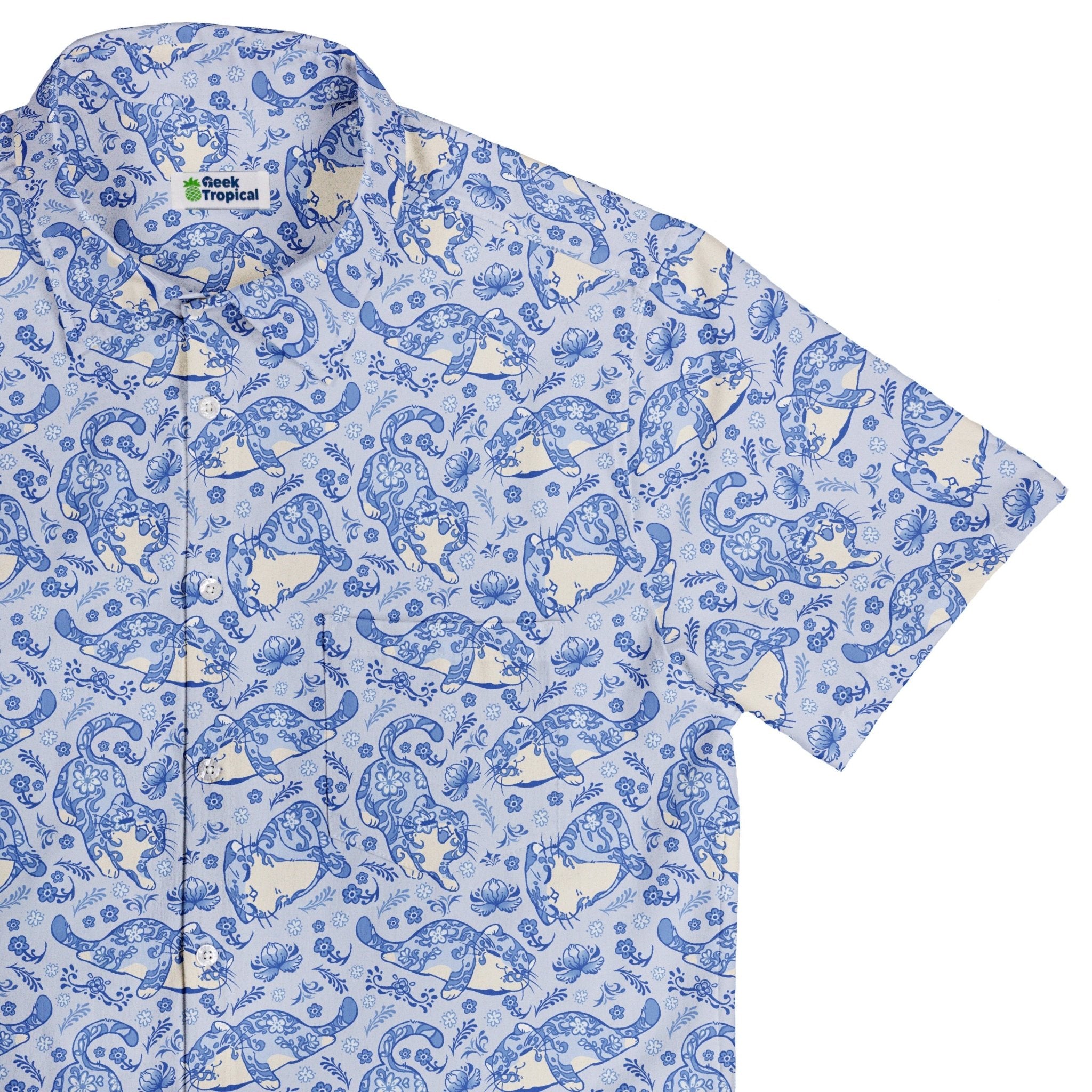 Porcelain Tigers Button Up Shirt Geek Nerd 0925 adult sizing All Adult Button Up Shirts