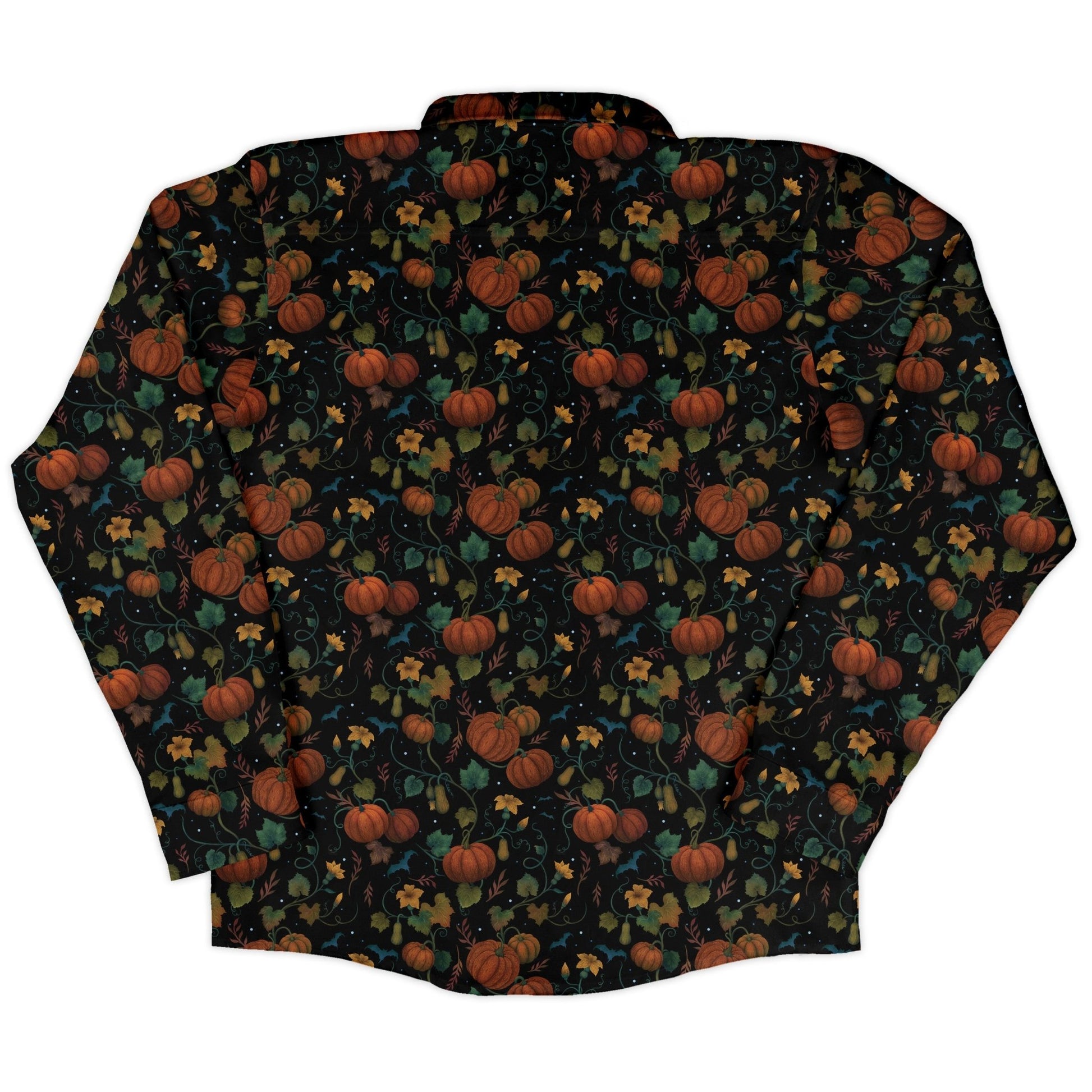 Pumpkin Bats Long Sleeve Button Up Shirt Geek Nerd 0925 adult sizing All Adult Button Up Shirts