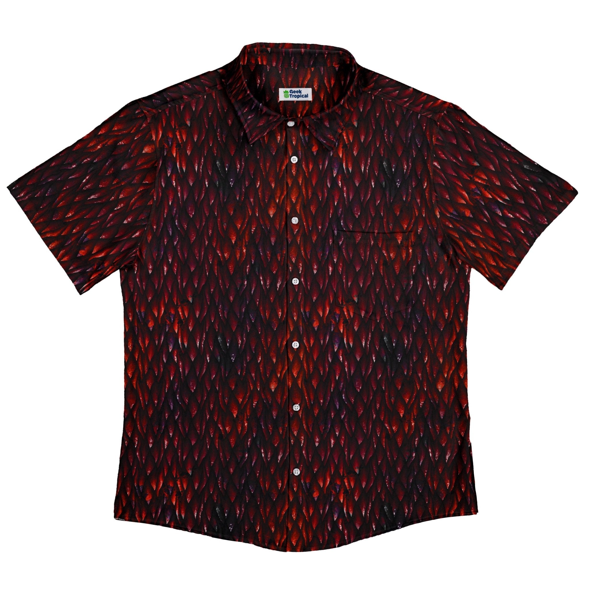 Red Dragon Scales Dnd Button Up Shirt - adult sizing - dnd & rpg print - Fantasy Prints