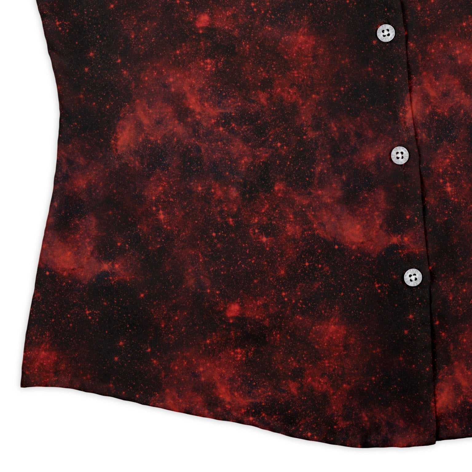 Red Nebula Space Curvy Button Up Shirt Geek Nerd outer space & astronaut print women