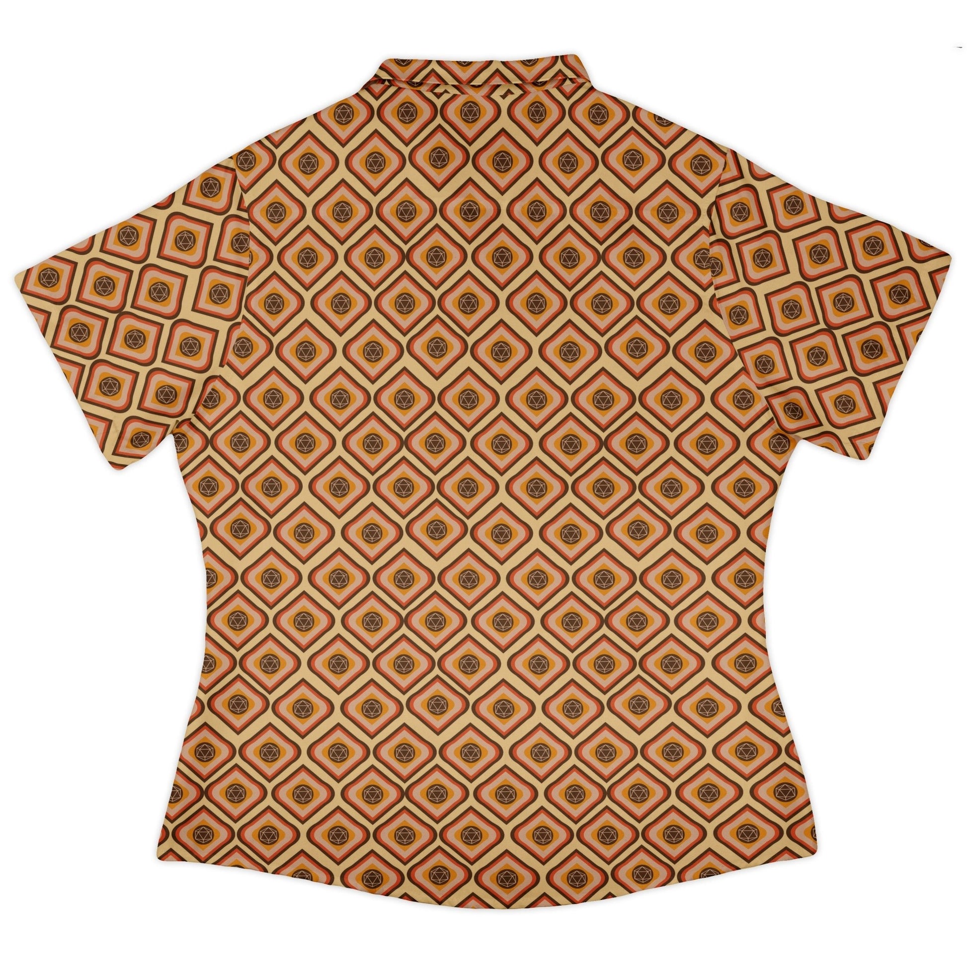Retro Diamond Dice Curvy Button Up Shirt Geek Nerd Design by Heather Davenport dnd & rpg print q225
