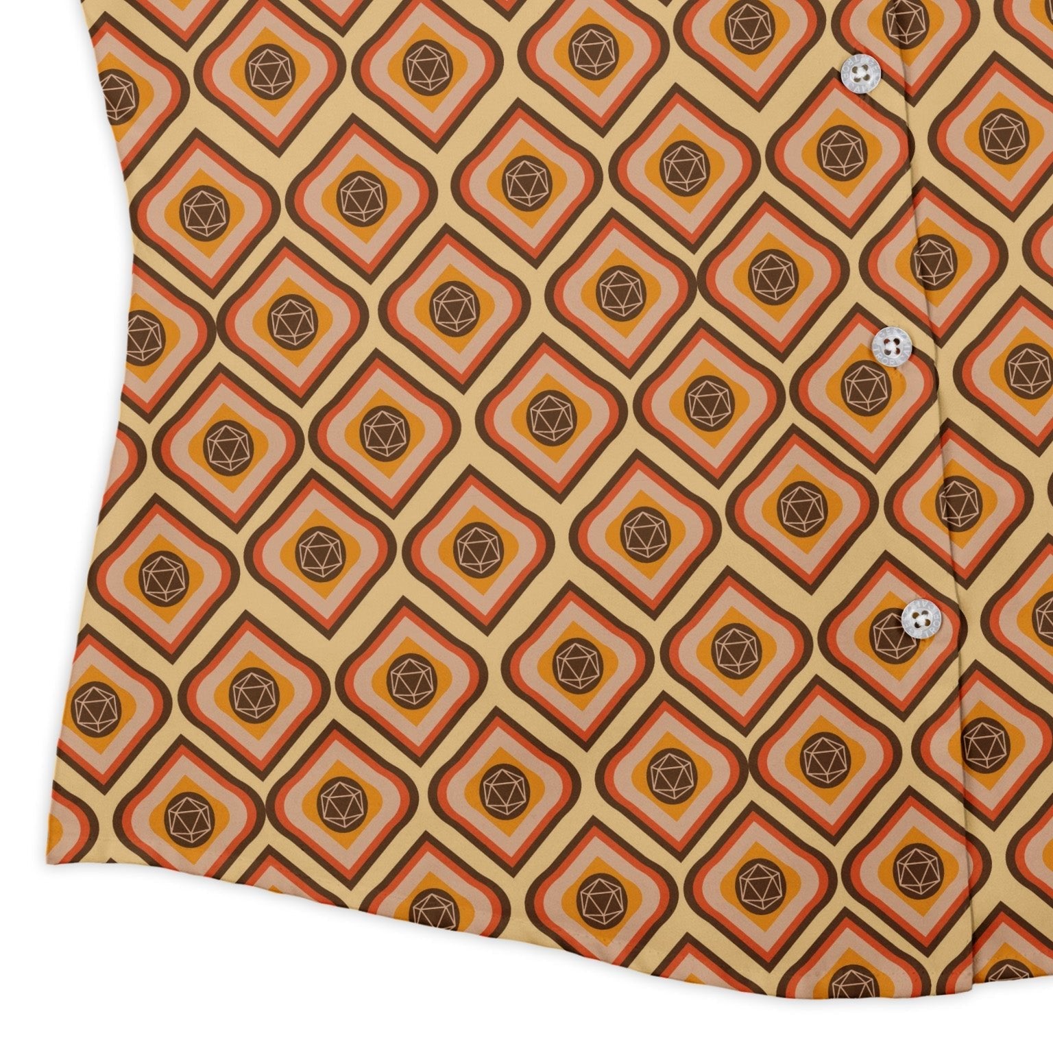 Retro Diamond Dice Curvy Button Up Shirt Geek Nerd Design by Heather Davenport dnd & rpg print q225