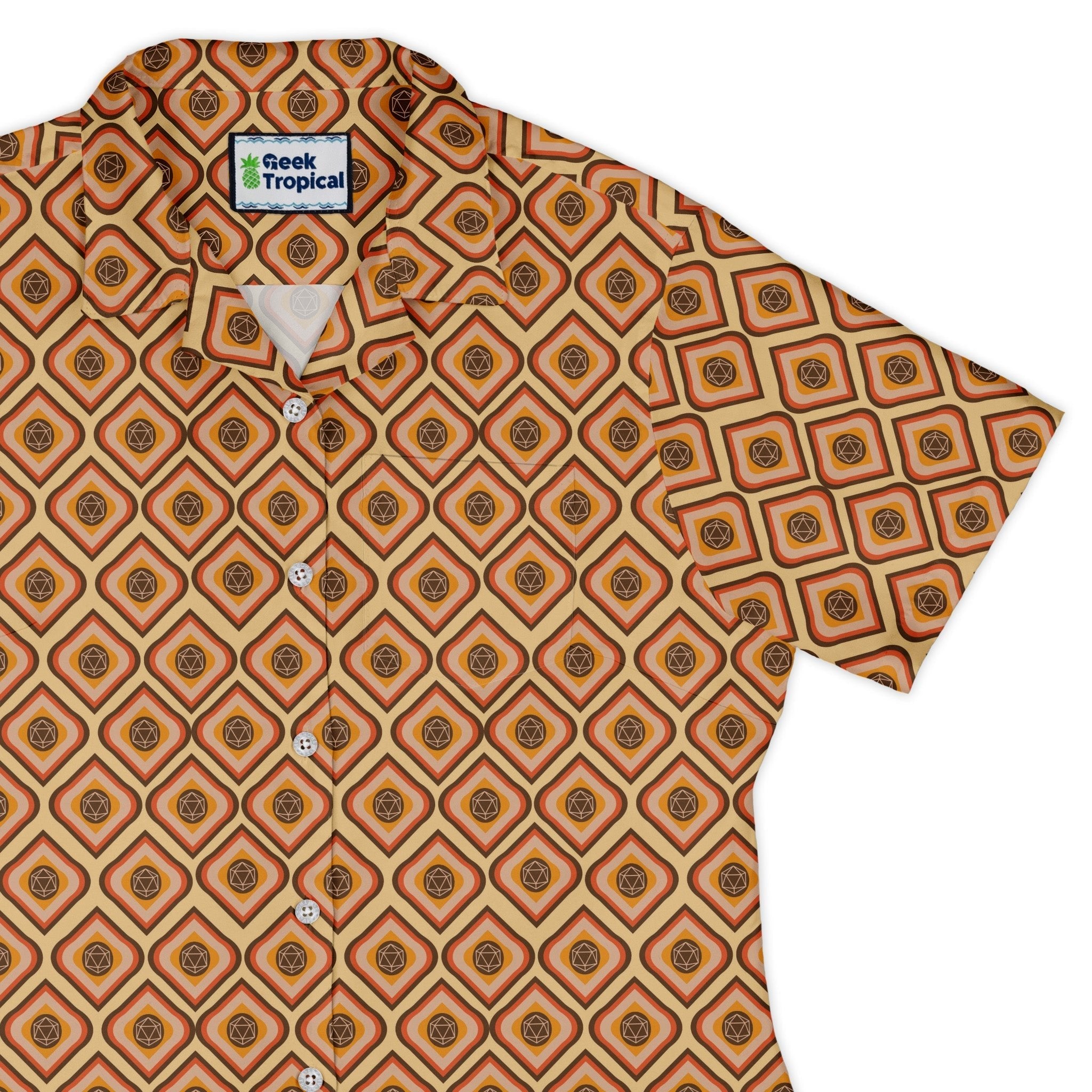Retro Diamond Dice Curvy Button Up Shirt Geek Nerd Design by Heather Davenport dnd & rpg print q225