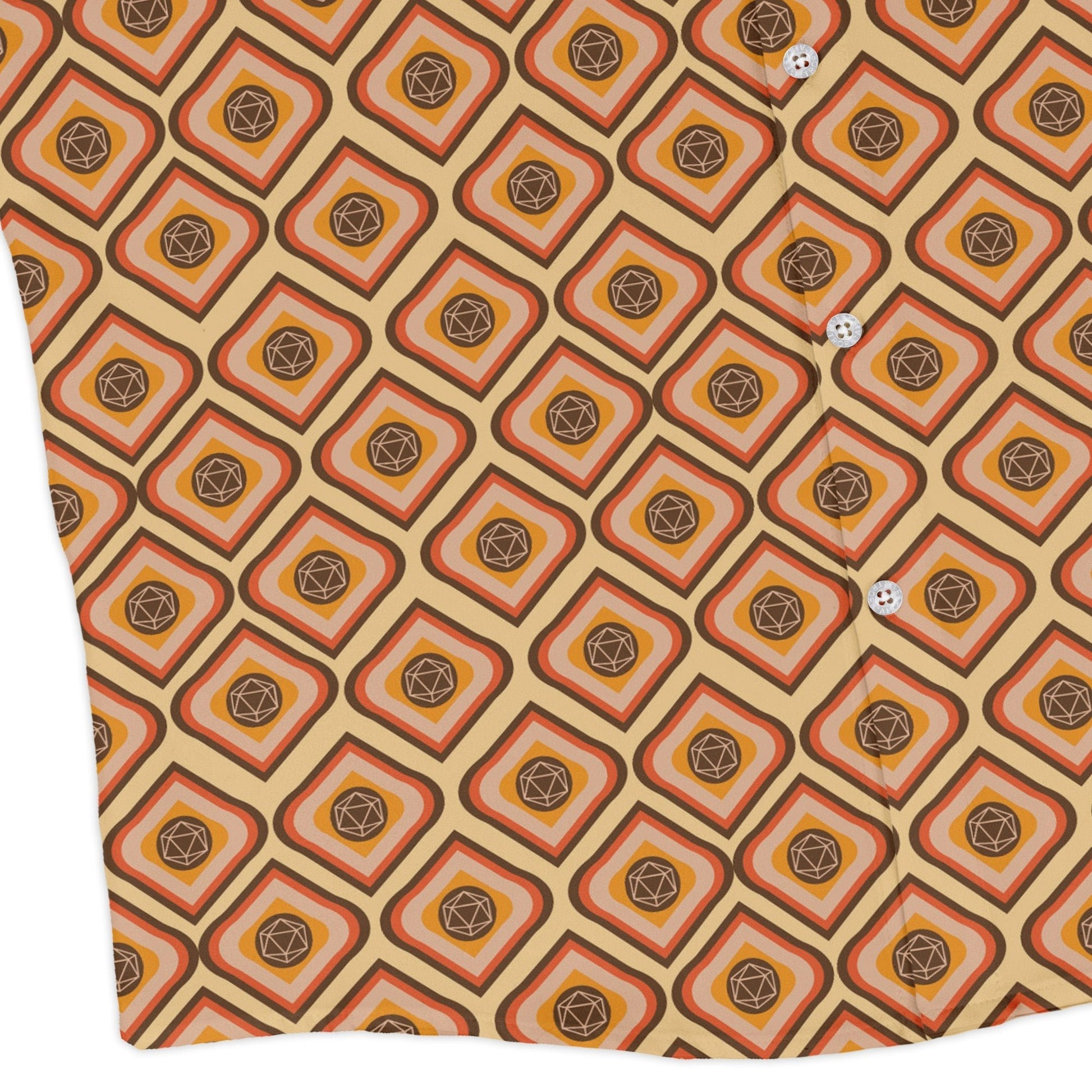 Retro Diamond Dice Long Sleeve Button Up Shirt Geek Nerd adult sizing Design by Heather Davenport dnd & rpg print