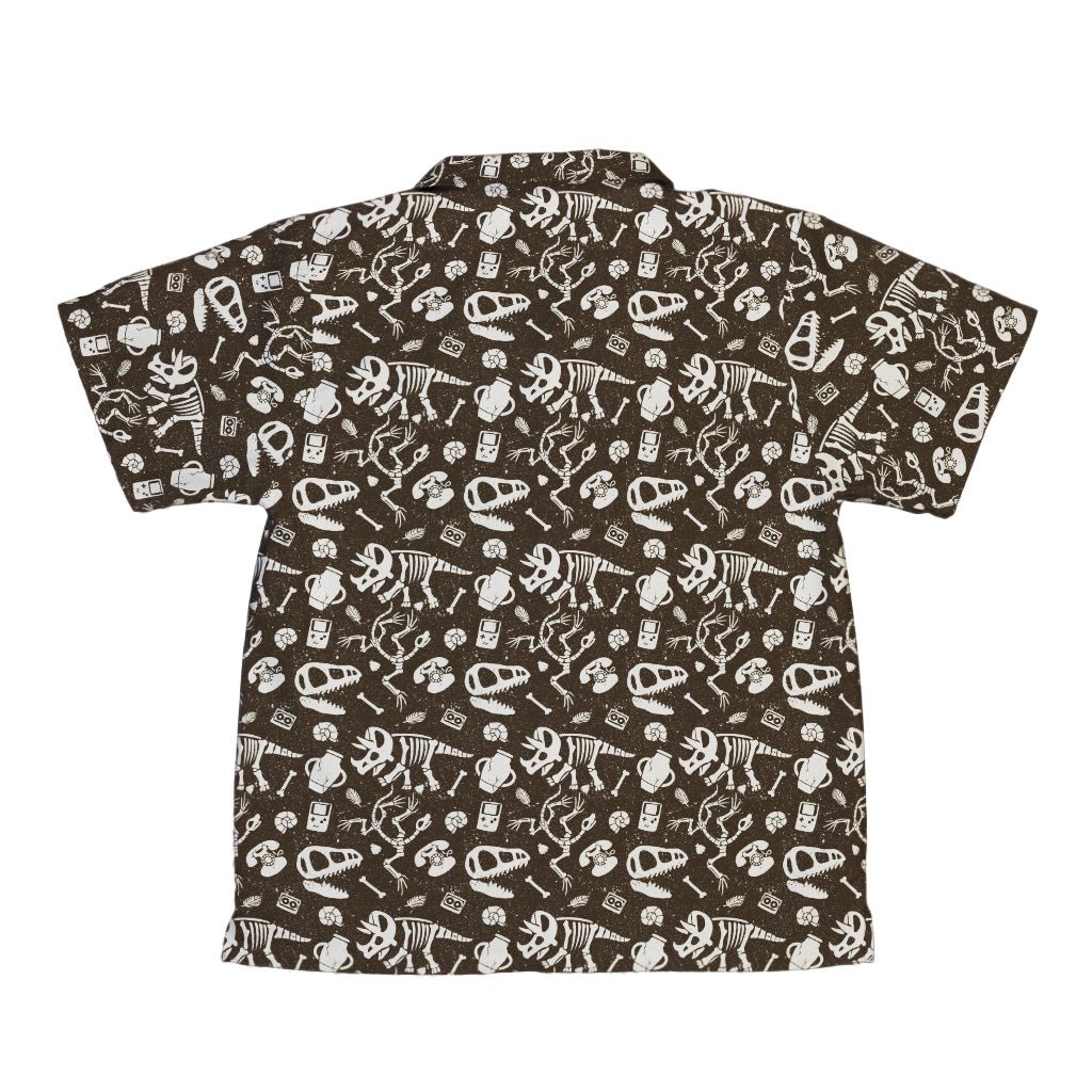 Retro Fossils and Dinosaurs Youth Hawaiian Shirt - Design by Tobe Fonseca - dinosaur print - Q3