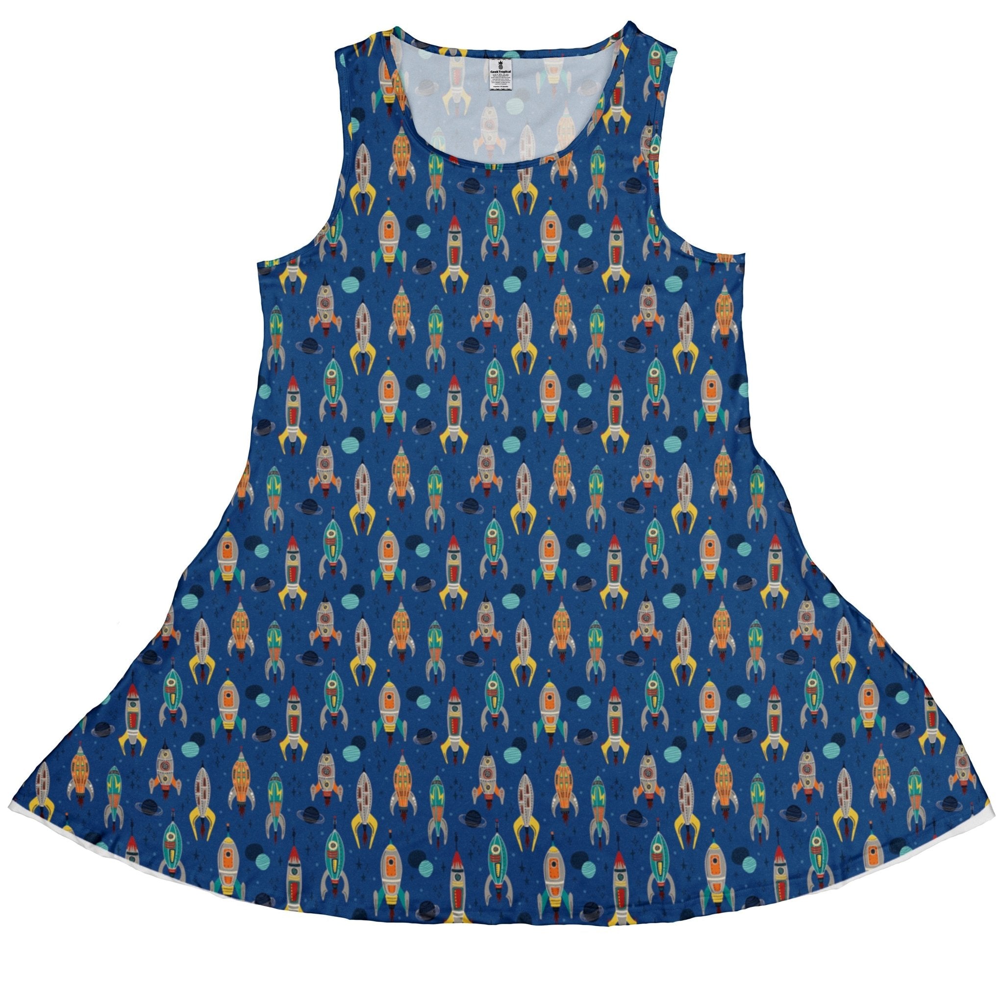 Retro Kitsch Rocker Dress Geek Nerd Design by Zirkus Design lx - C outer space & astronaut print