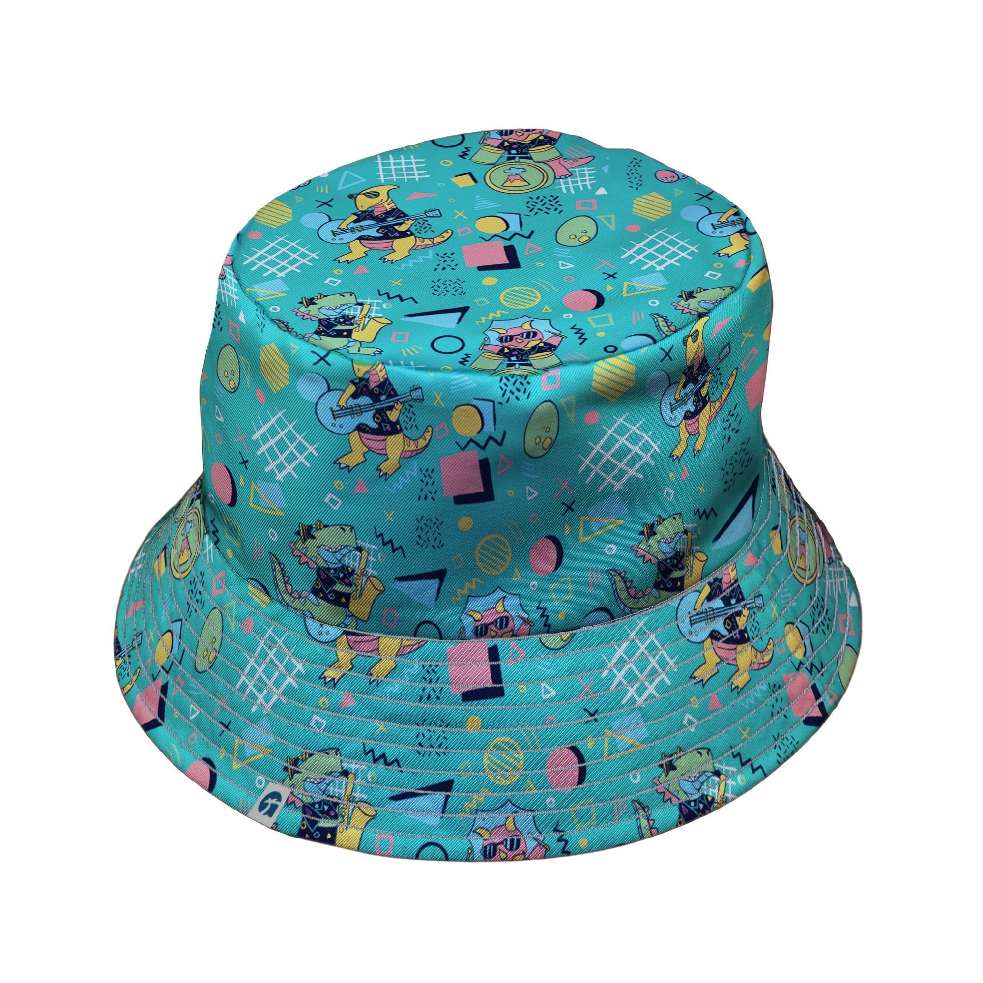 Rocking Dinosaurs Day Bucket Hat Geek Nerd Design by Claire Murphy dinosaur print lx - B