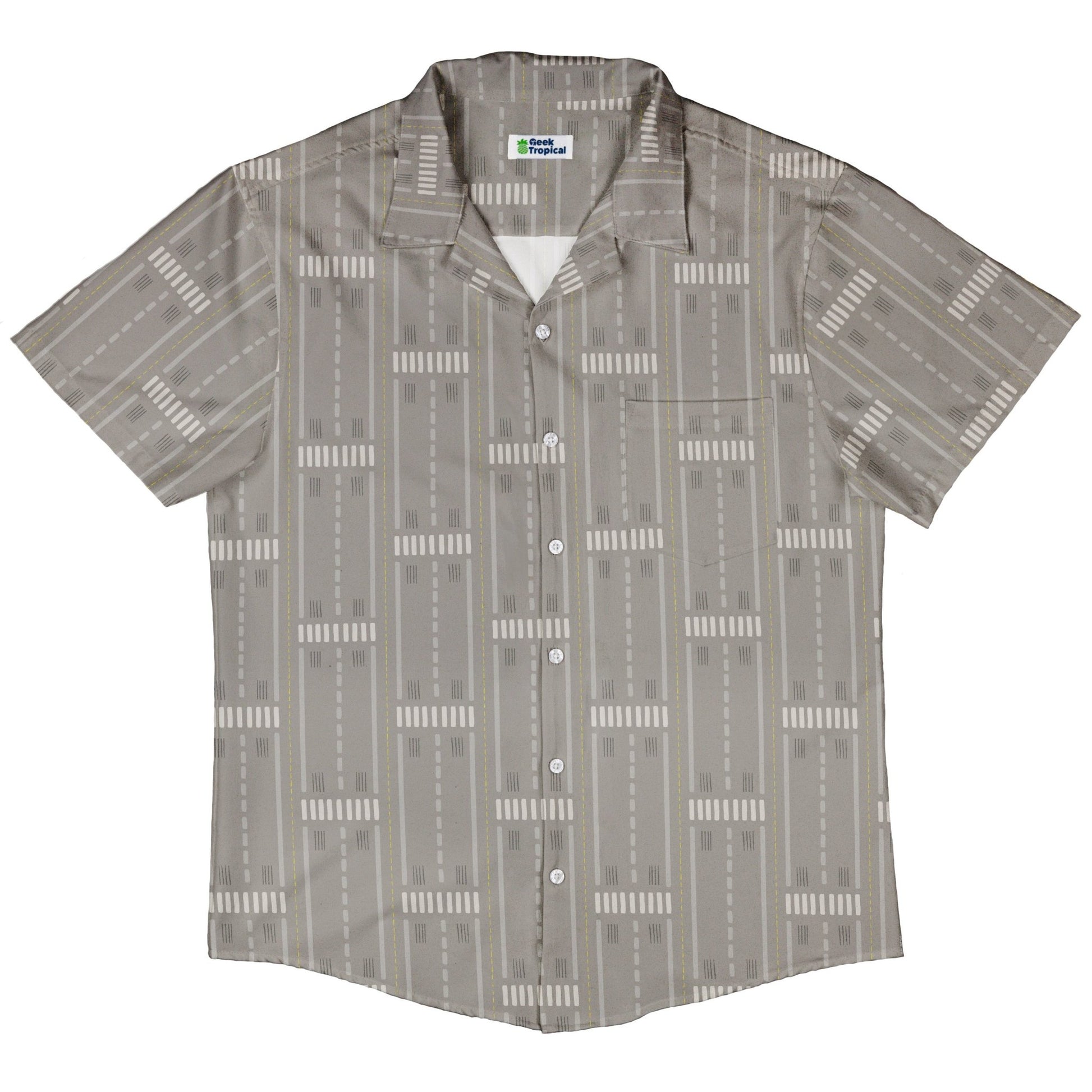 Runway Stripe Button Up Shirt Geek Nerd adult sizing aviation print Design by Zirkus Design