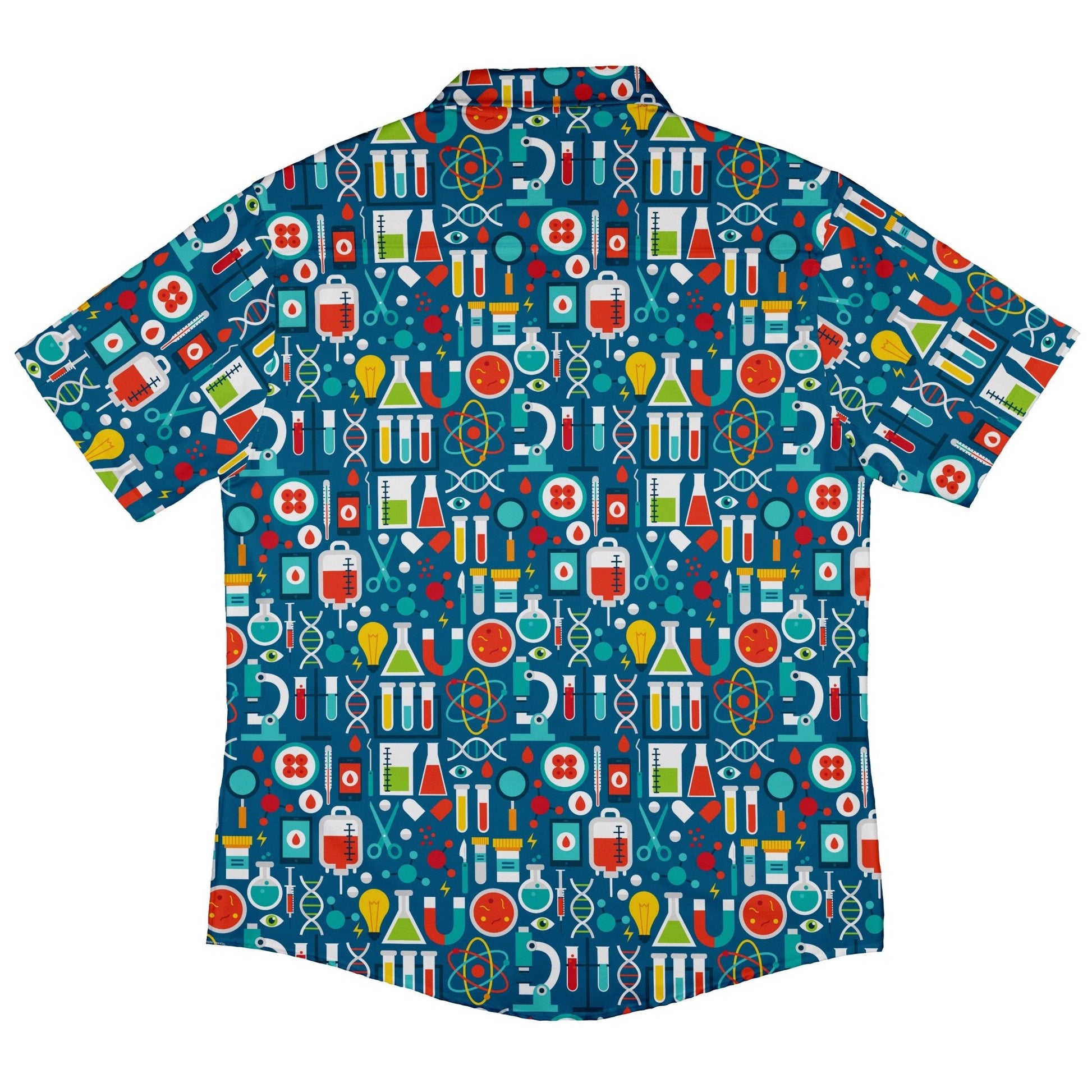 Science Lab Blue Science Button Up Shirt - adult sizing - science print -