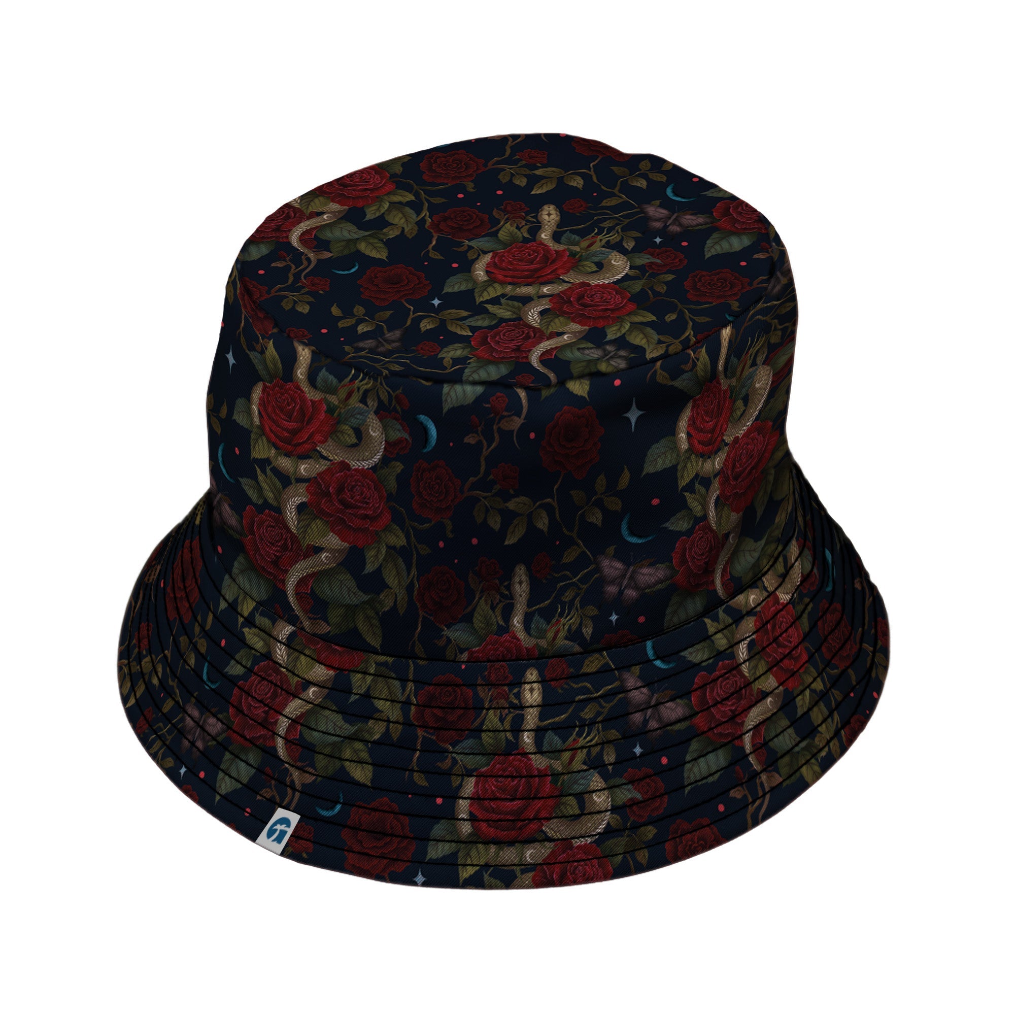 Serpent and Rose Bucket Hat Geek Nerd 0925 Animal Patterns Botany Print