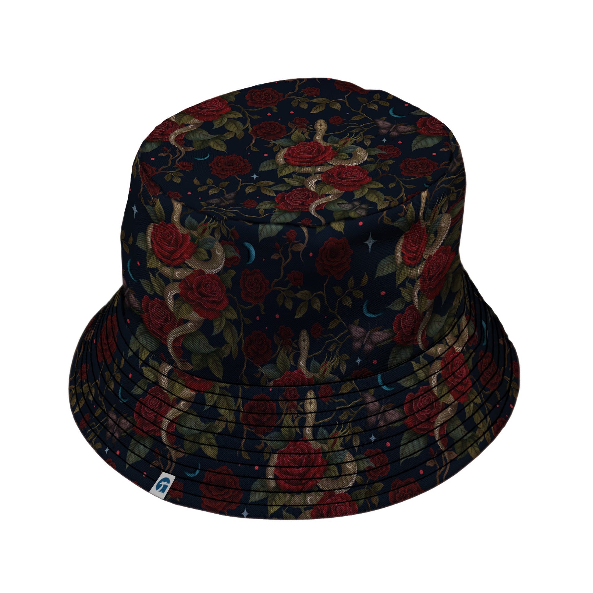 Serpent and Rose Bucket Hat Geek Nerd 0925 Animal Patterns Botany Print