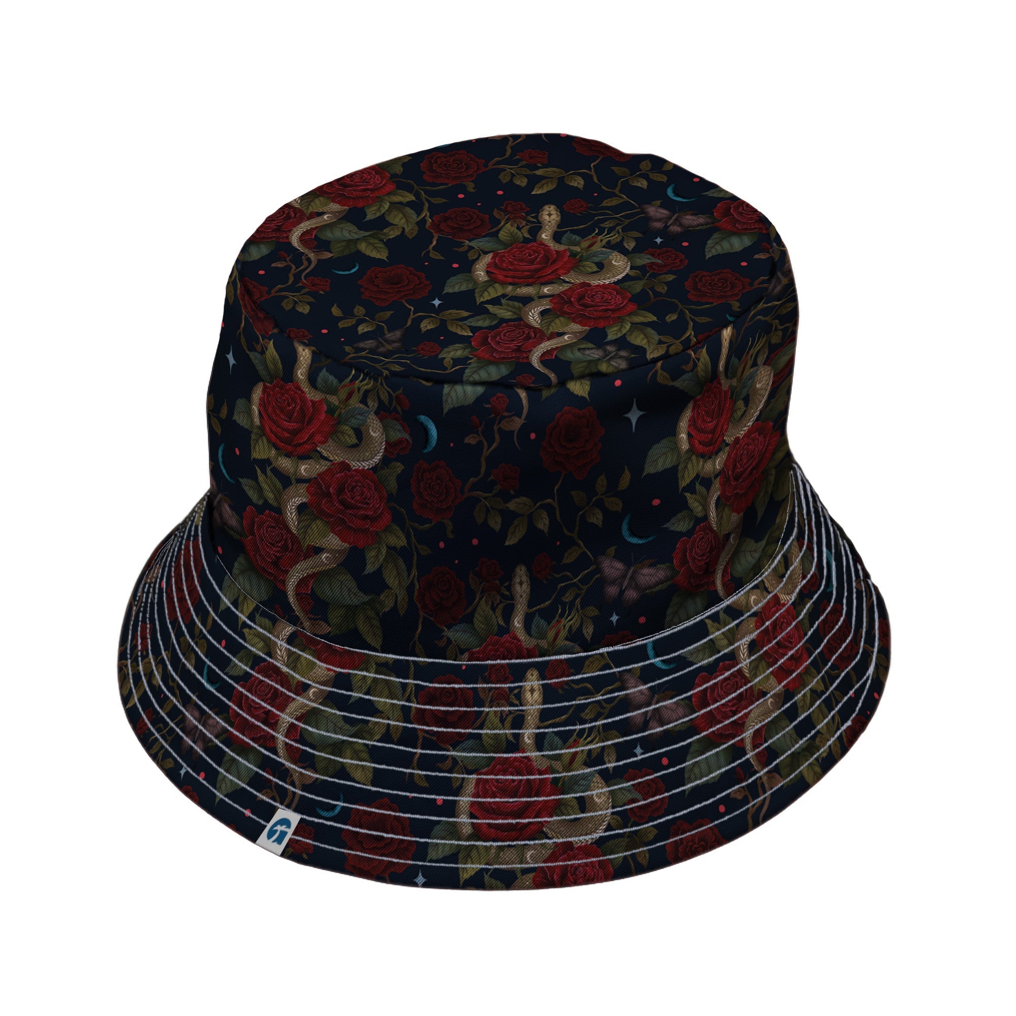 Serpent and Rose Bucket Hat Geek Nerd 0925 Animal Patterns Botany Print
