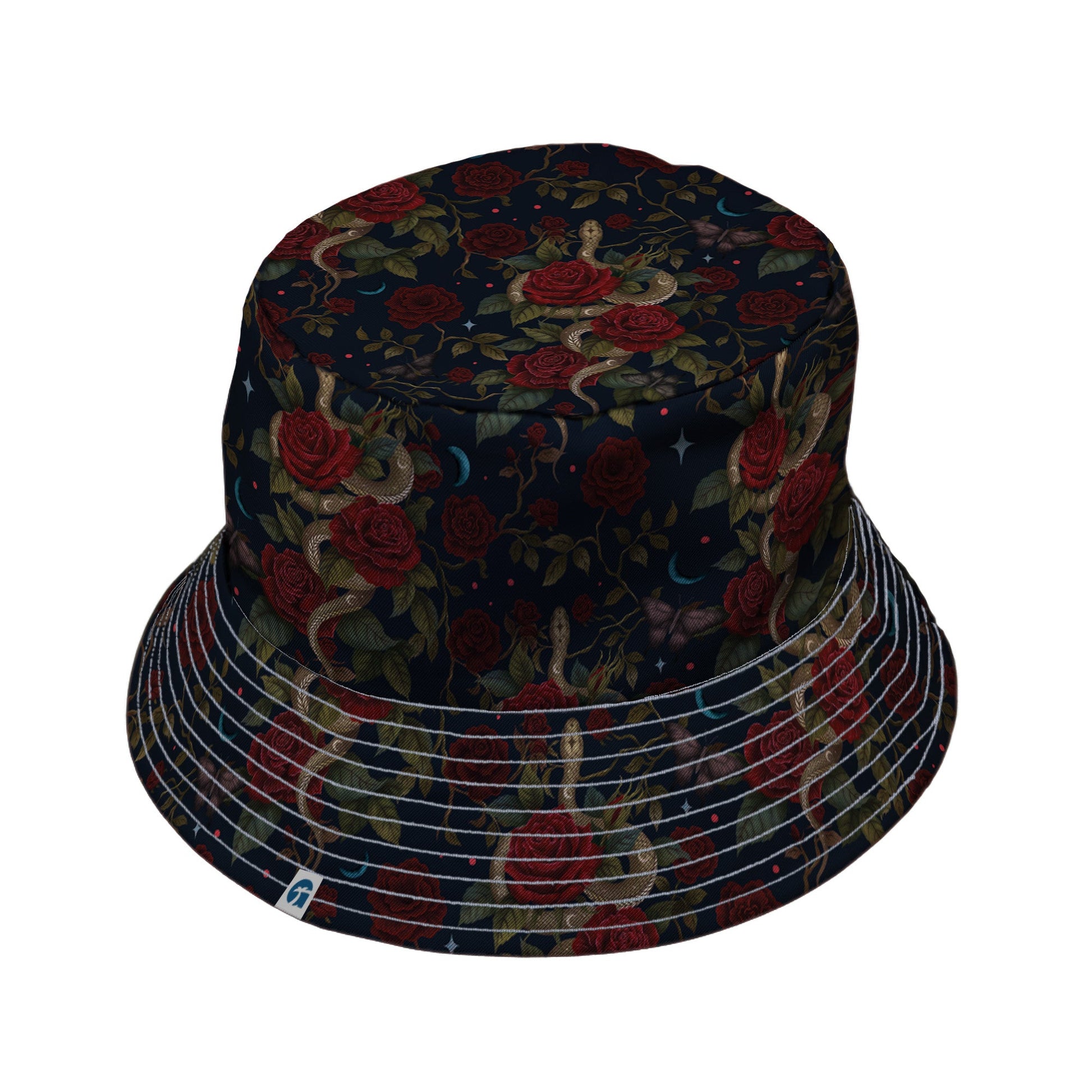 Serpent and Rose Bucket Hat Geek Nerd 0925 Animal Patterns Botany Print