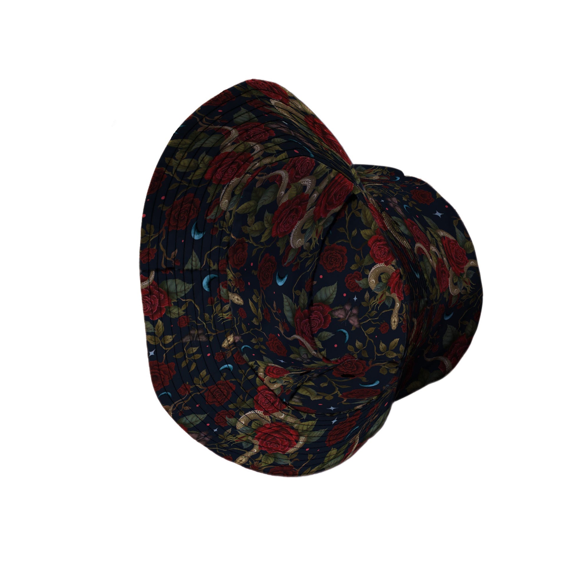 Serpent and Rose Bucket Hat Geek Nerd 0925 Animal Patterns Botany Print