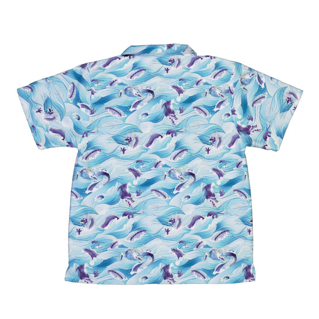Serpent of the Sea Blue Anime Youth Hawaiian Shirt - Anime - Design by Claire Murphy - Fantasy Prints