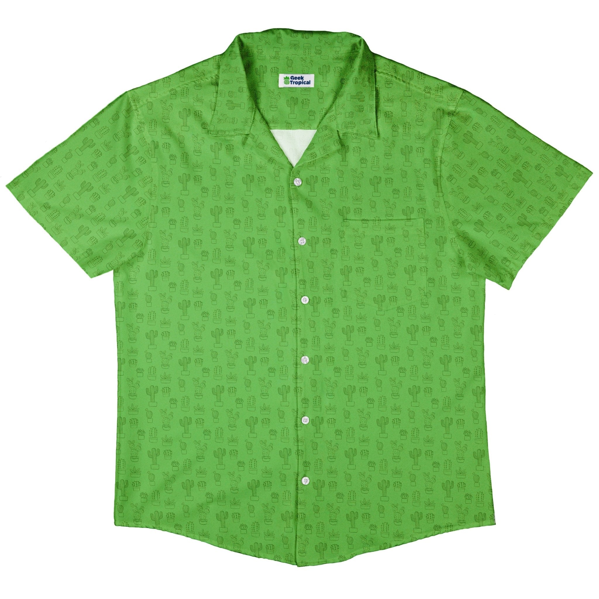 Simple Cactus Button Up Shirt - adult sizing - Botany Print - Simple Patterns