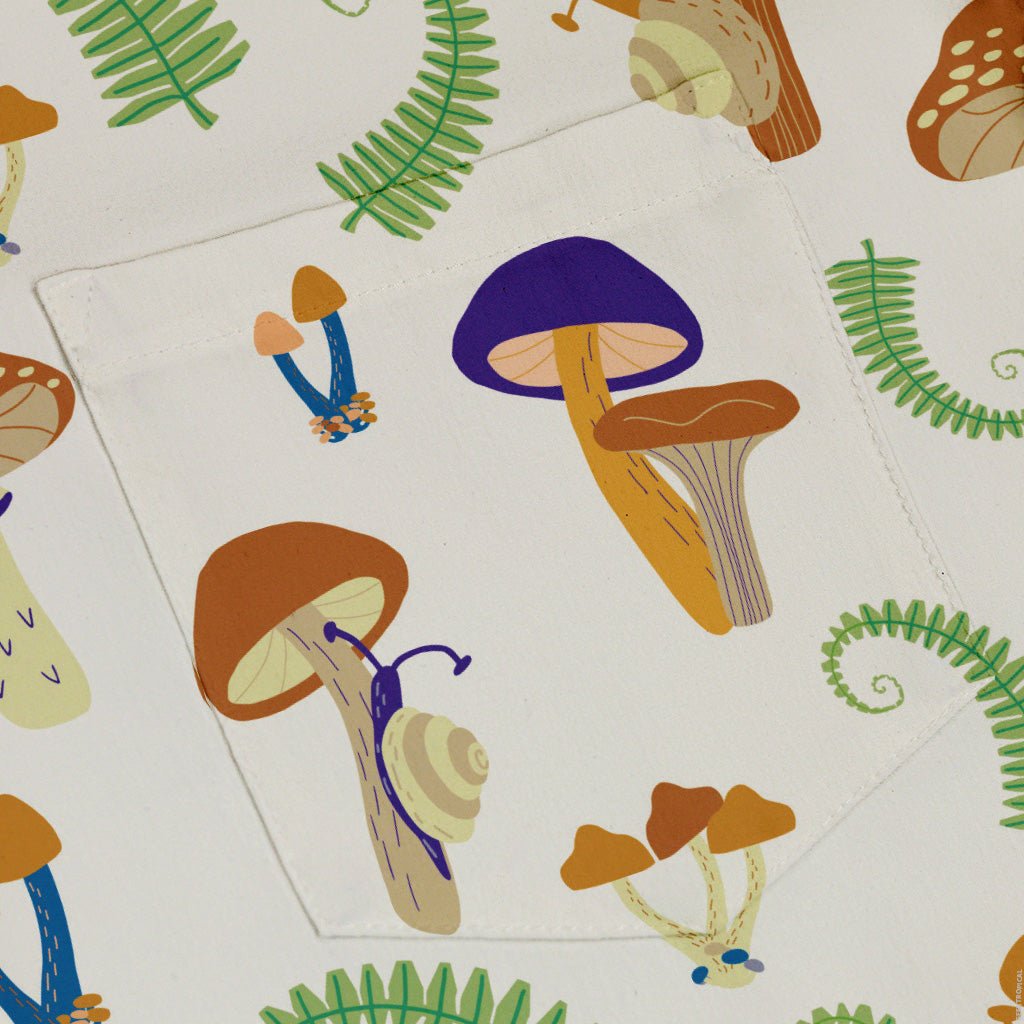 Snails and Mushrooms Botany Button Up Shirt - adult sizing - Botany Print -