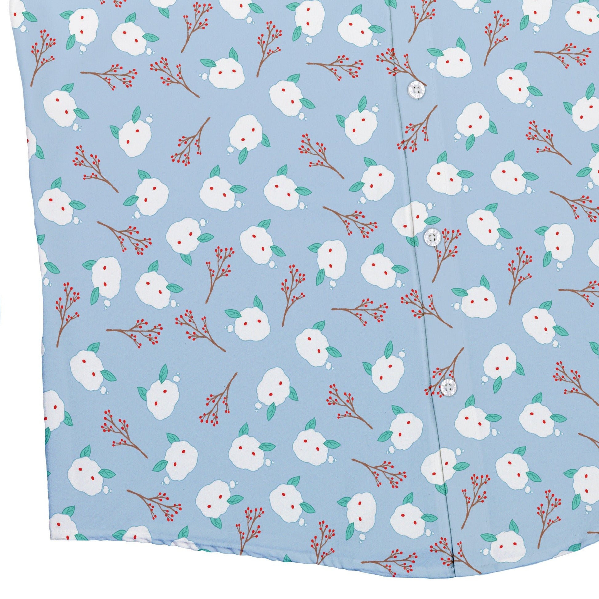 Snow Bunnies Button Up Shirt Geek Nerd adult sizing Christmas Print Design by Ardi Tong