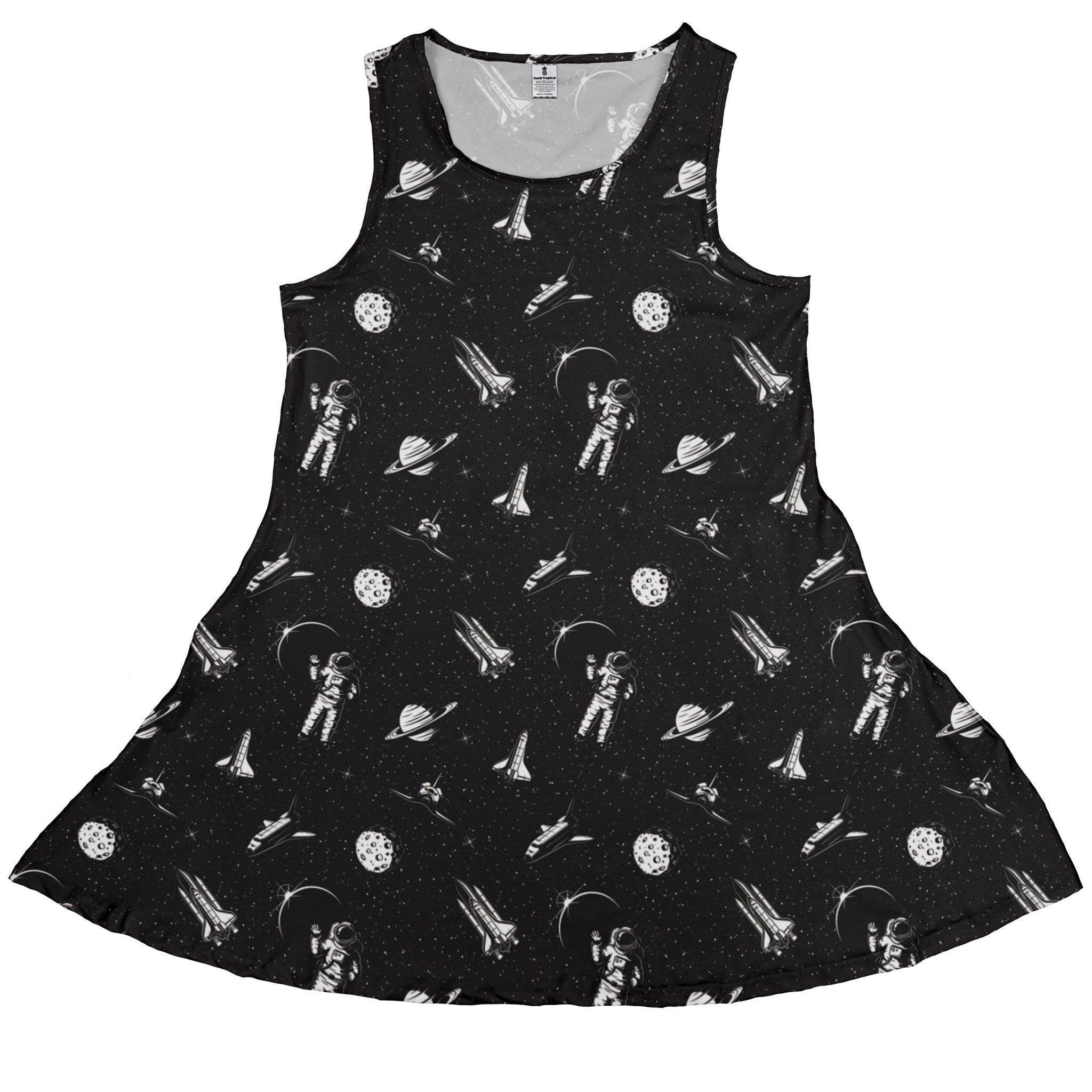 space dress Space Mission Black Outer Space Sleeveless Dress