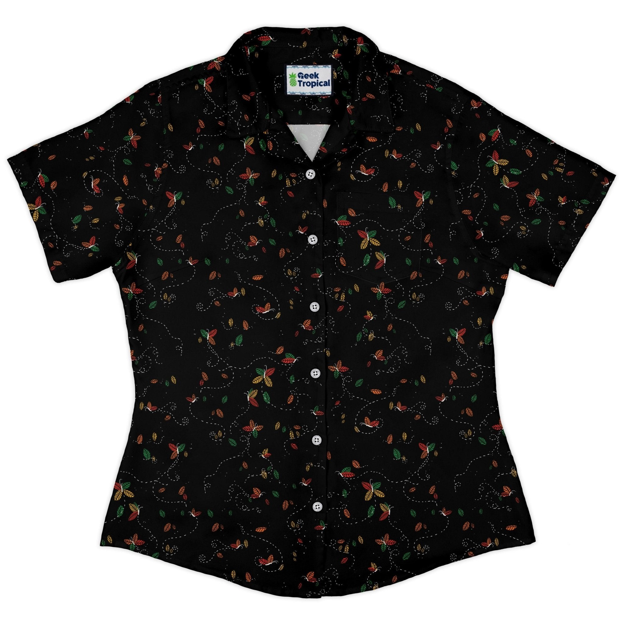 Spirit of the Season Curvy Button Up Shirt Geek Nerd 0925 All Adult Button Up Shirts Christmas Print