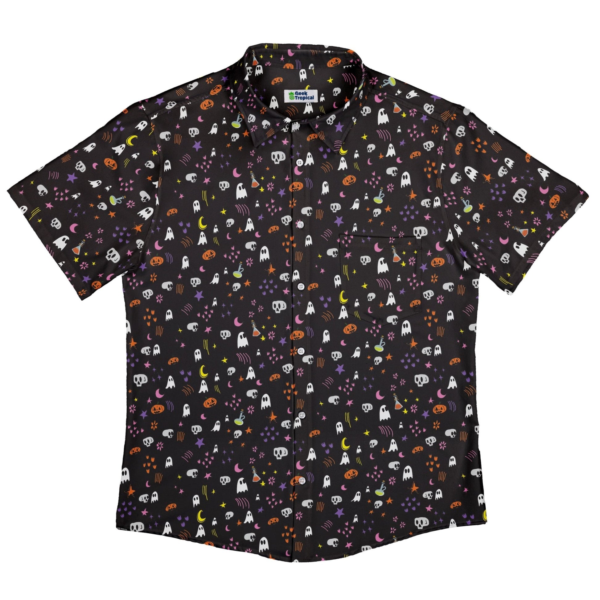 Spooky Doodles Button Up Shirt Geek Nerd 0925 adult sizing All Adult Button Up Shirts