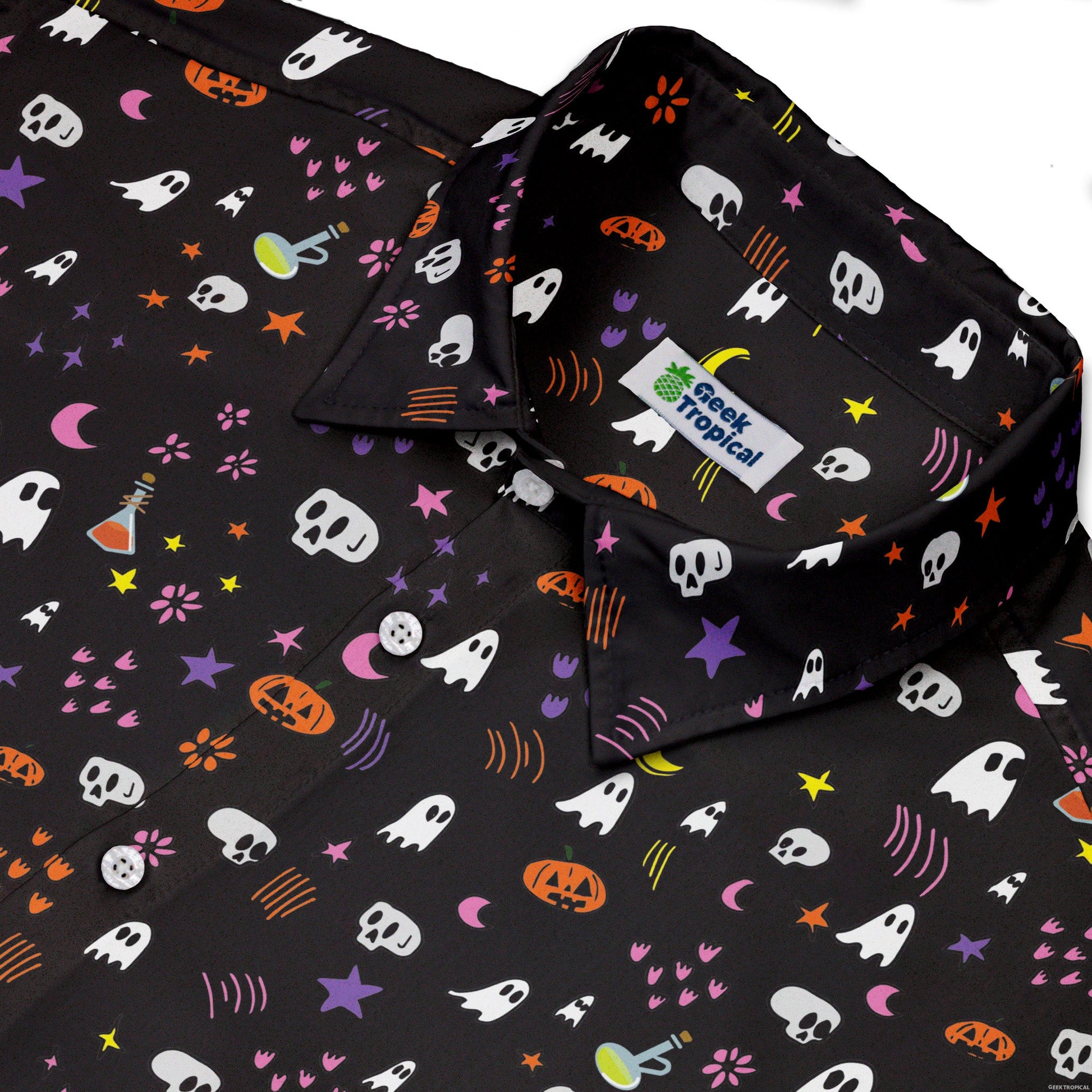 Spooky Doodles Button Up Shirt Geek Nerd 0925 adult sizing All Adult Button Up Shirts