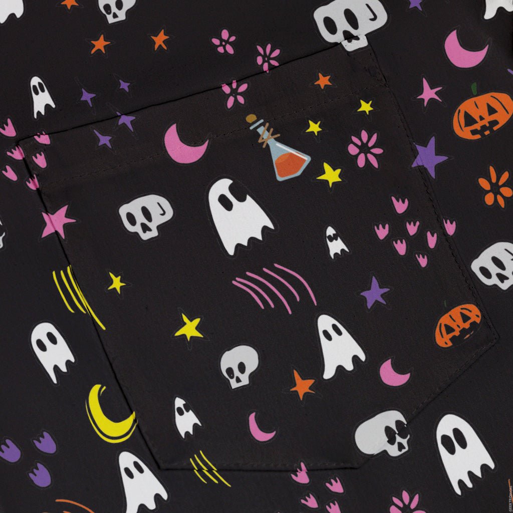Spooky Doodles Button Up Shirt Geek Nerd 0925 adult sizing All Adult Button Up Shirts