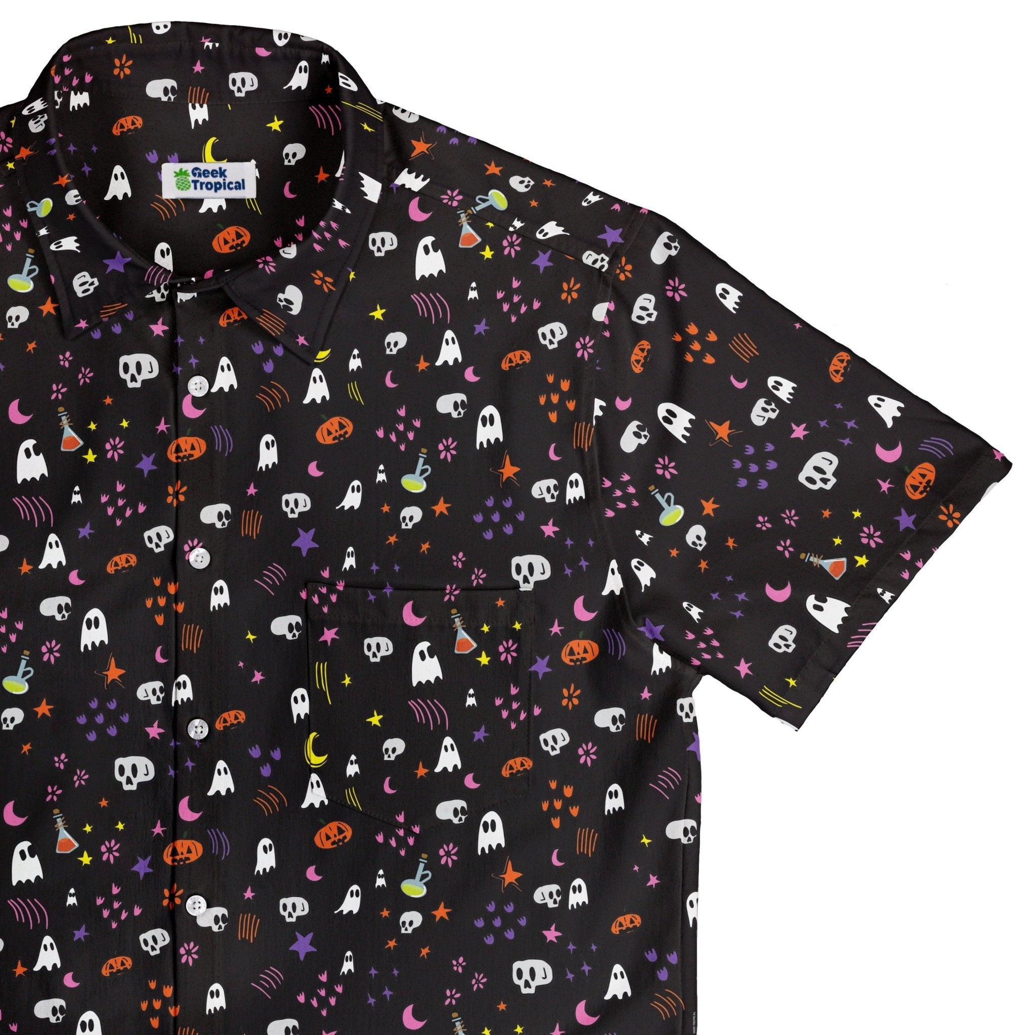 Spooky Doodles Button Up Shirt Geek Nerd 0925 adult sizing All Adult Button Up Shirts