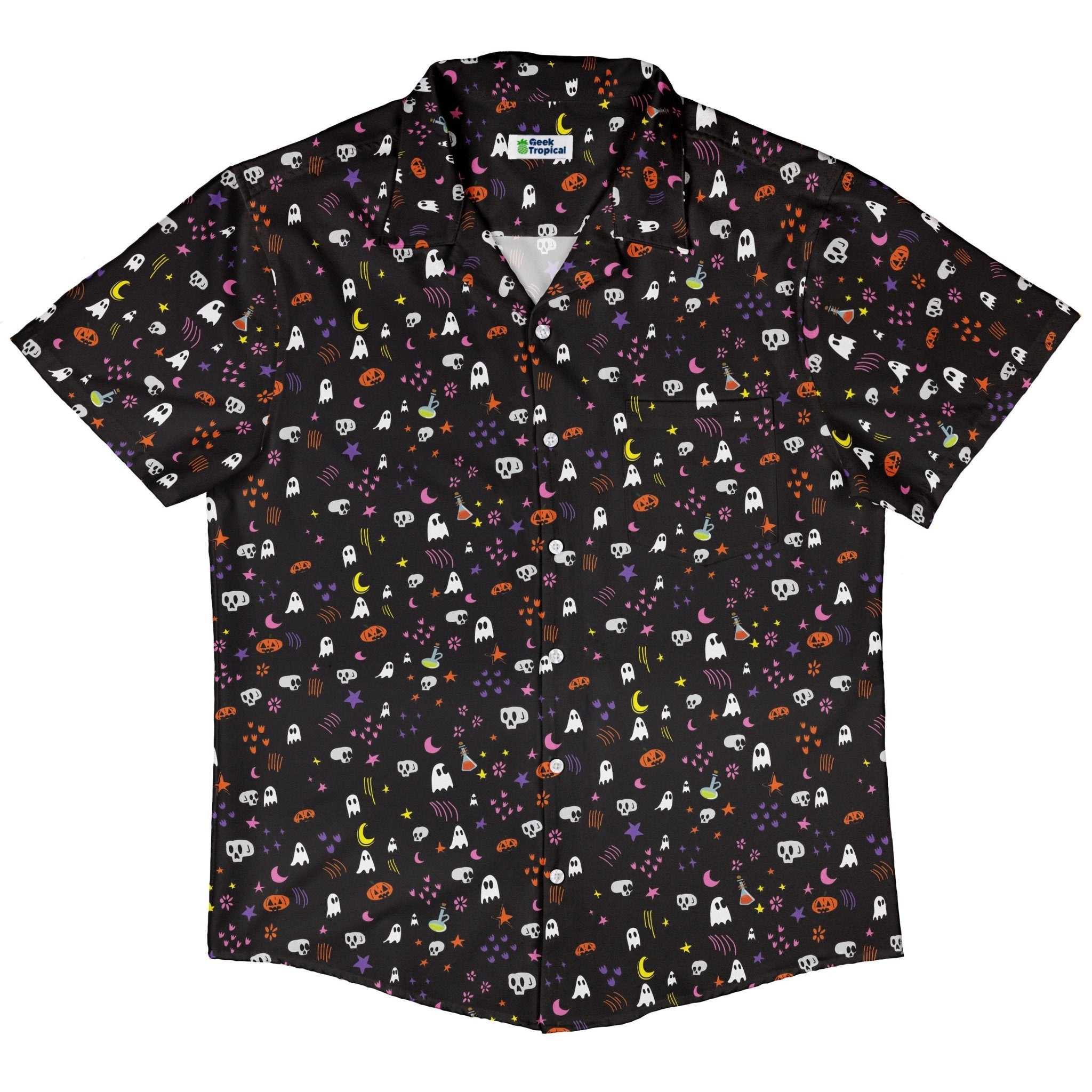Spooky Doodles Button Up Shirt Geek Nerd 0925 adult sizing All Adult Button Up Shirts