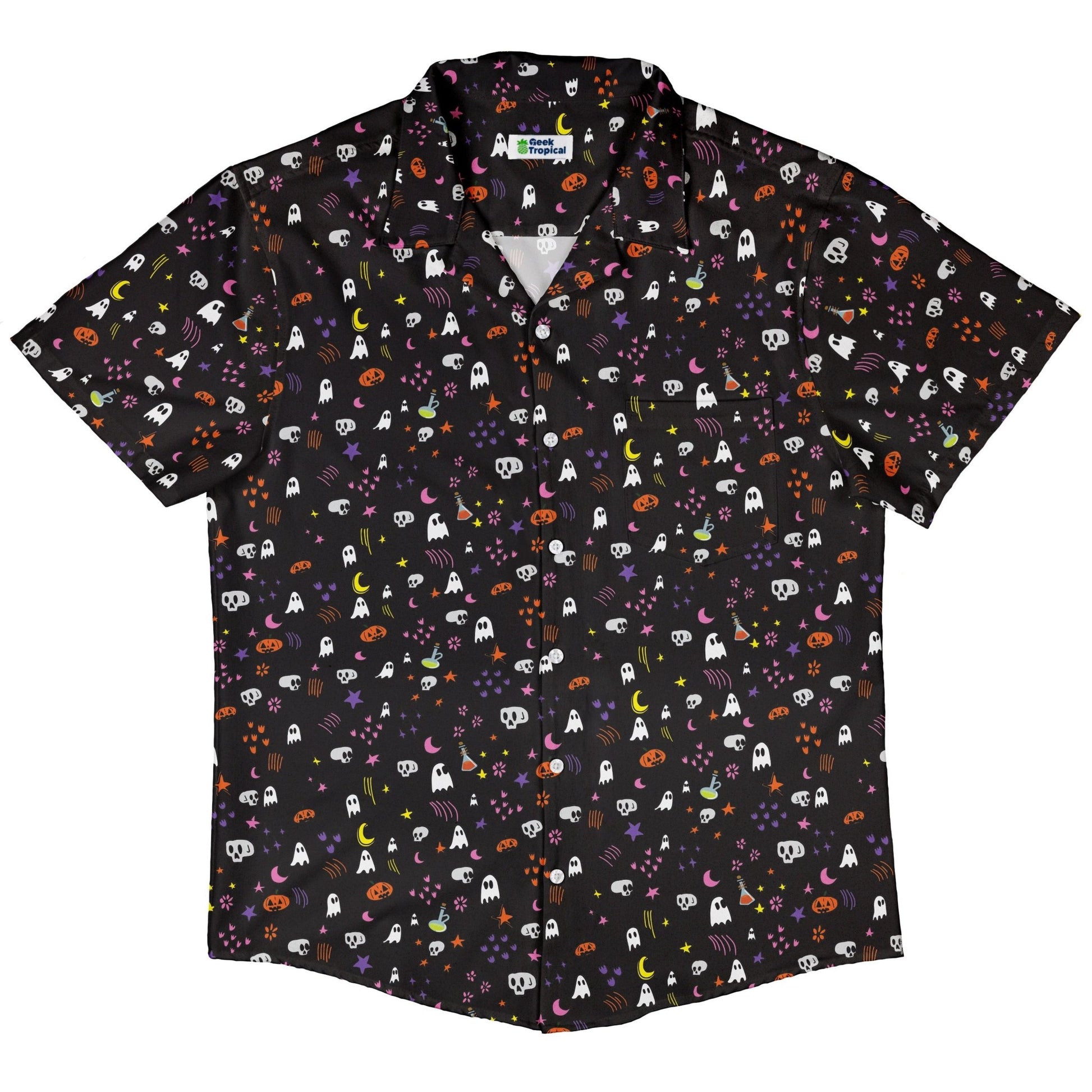 Spooky Doodles Button Up Shirt Geek Nerd 0925 adult sizing All Adult Button Up Shirts