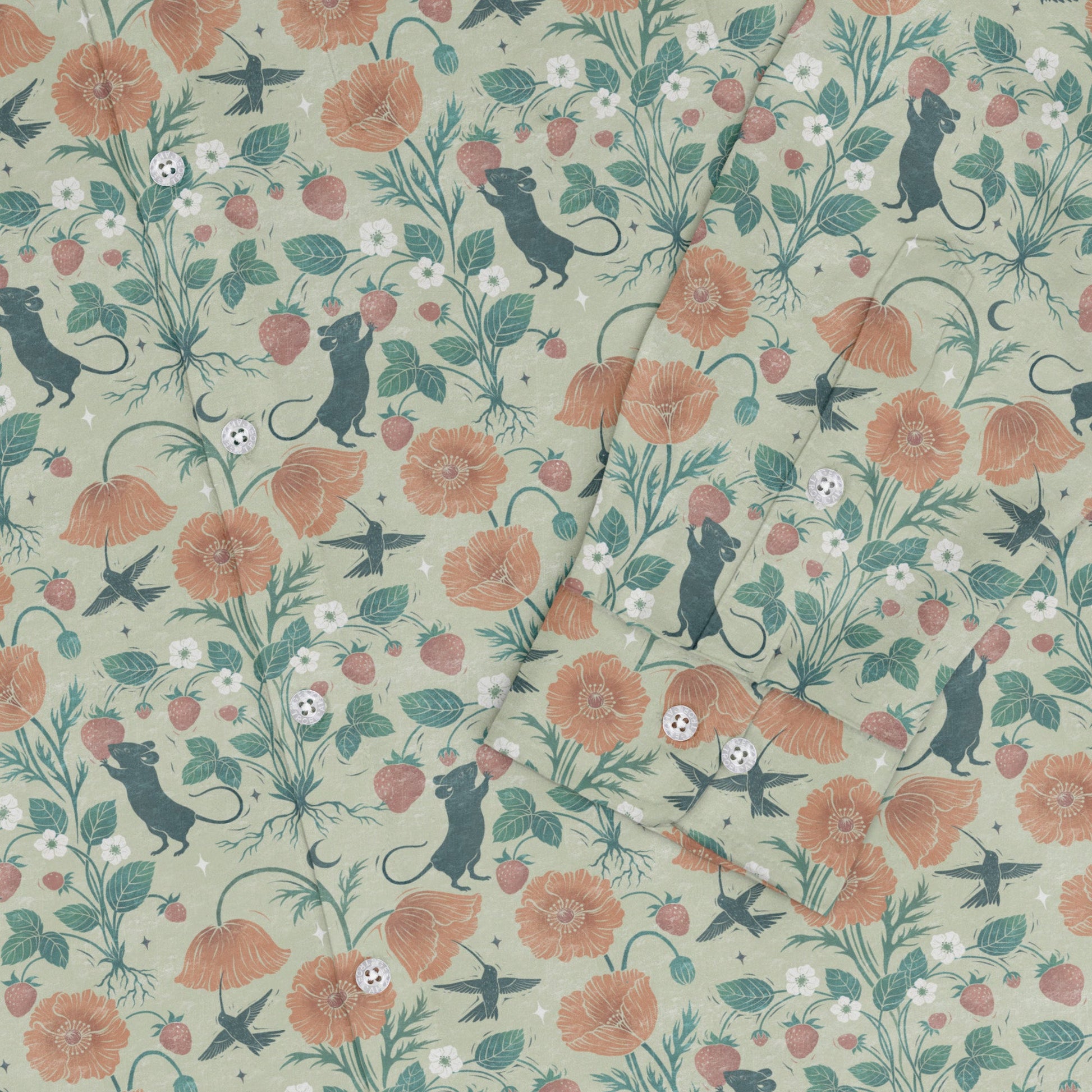 Spring Garden Long Sleeve Button Up Shirt Geek Nerd 0925 adult sizing All Adult Button Up Shirts