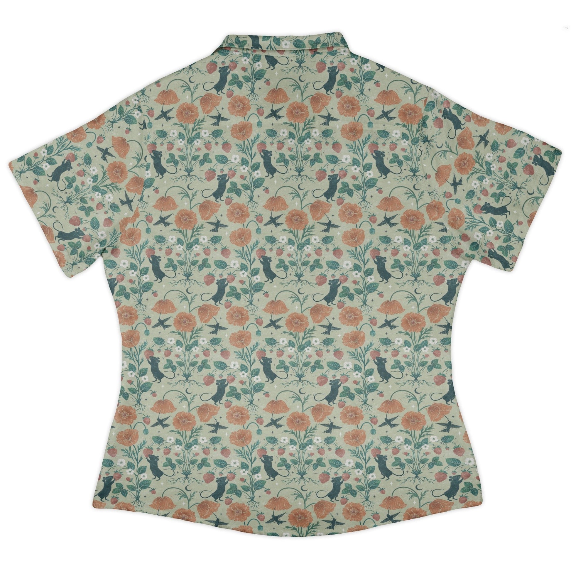 Spring Garden Curvy Button Up Shirt Geek Nerd 0925 All Adult Button Up Shirts Botany Print