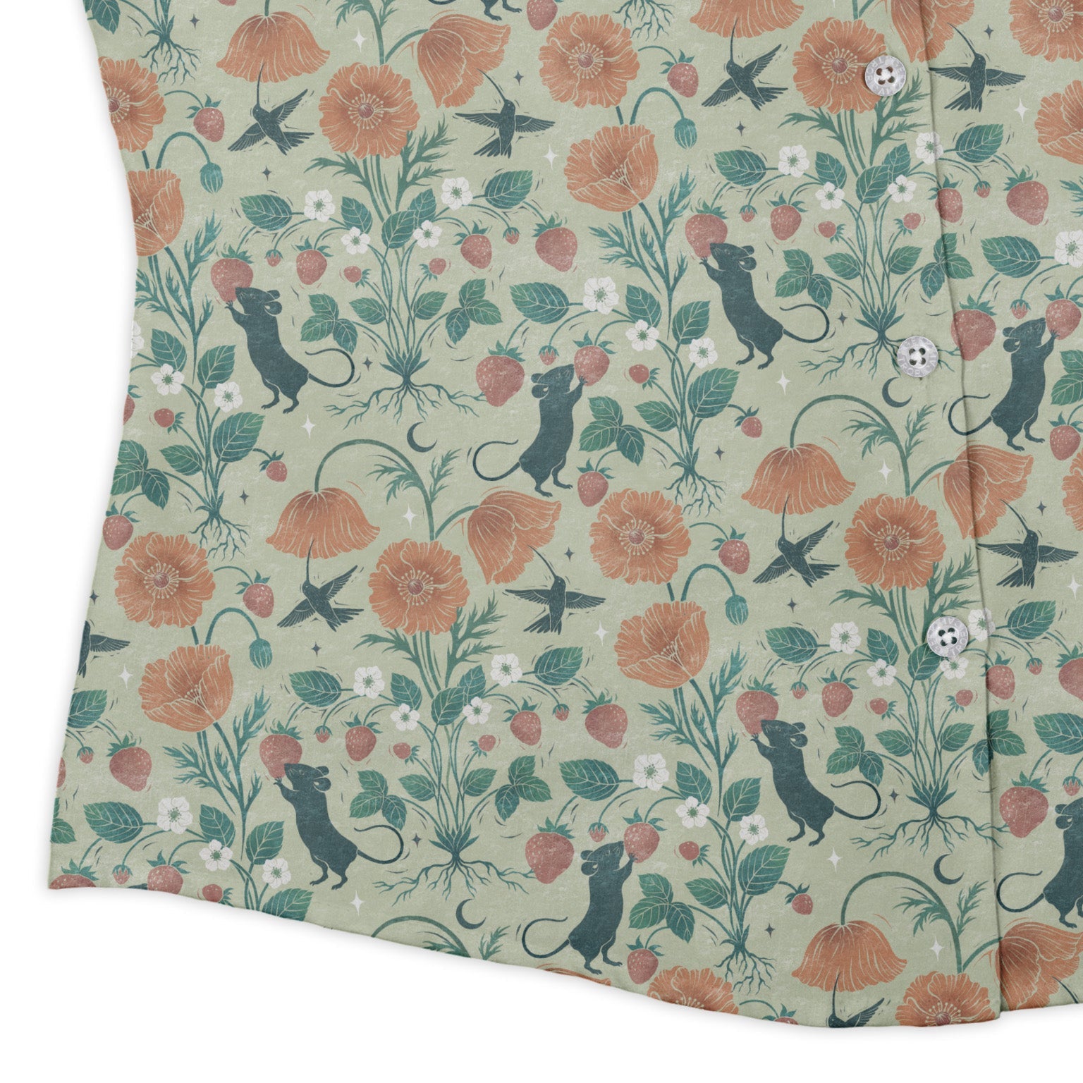 Spring Garden Curvy Button Up Shirt Geek Nerd 0925 All Adult Button Up Shirts Botany Print