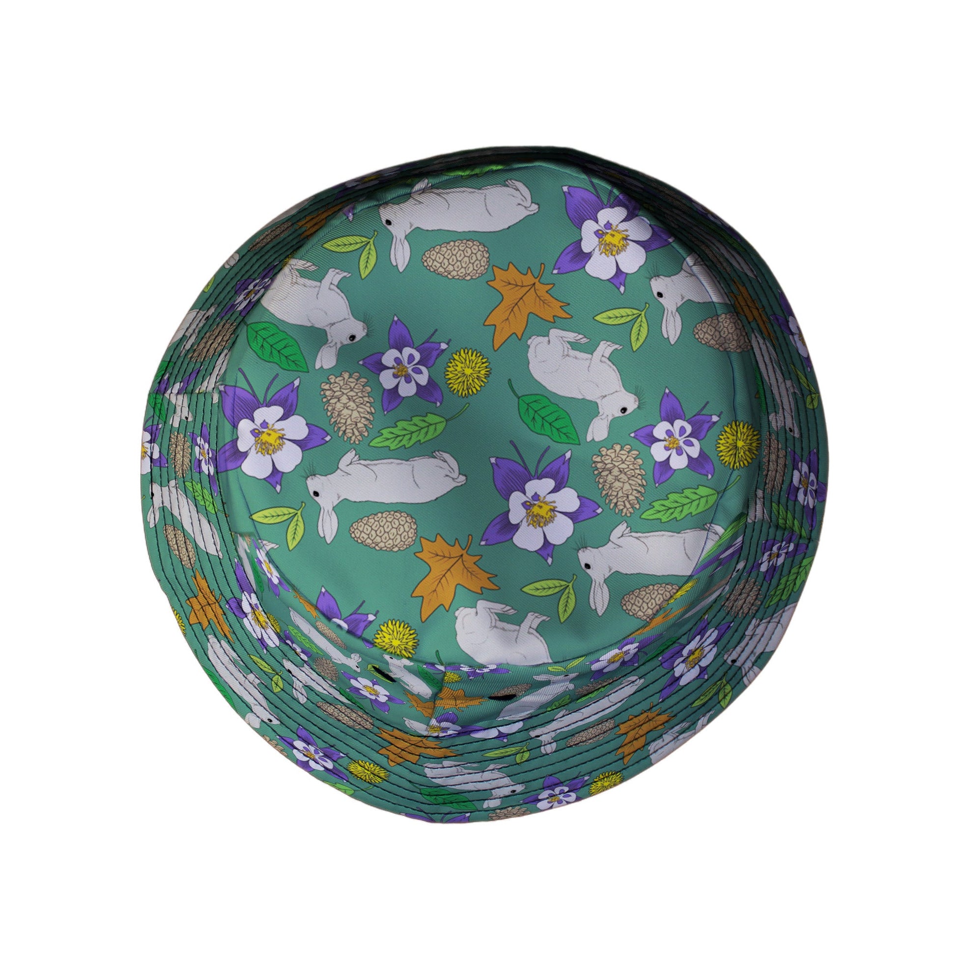 Spring Forest Green Bucket Hat Geek Nerd animal patterns botany print Design by Julie Kitzes