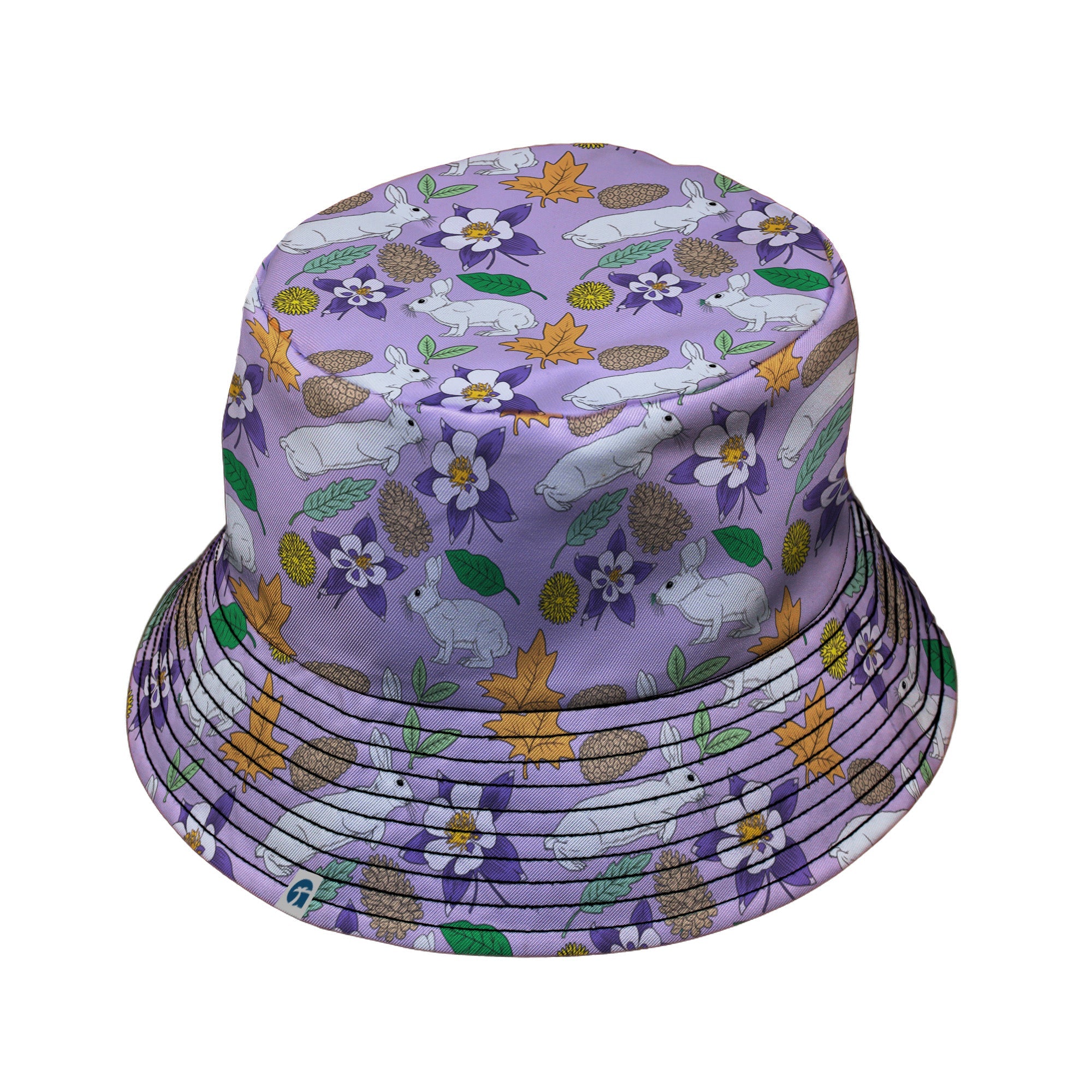 Spring Forest Purple Bucket Hat Geek Nerd animal patterns botany print Design by Julie Kitzes