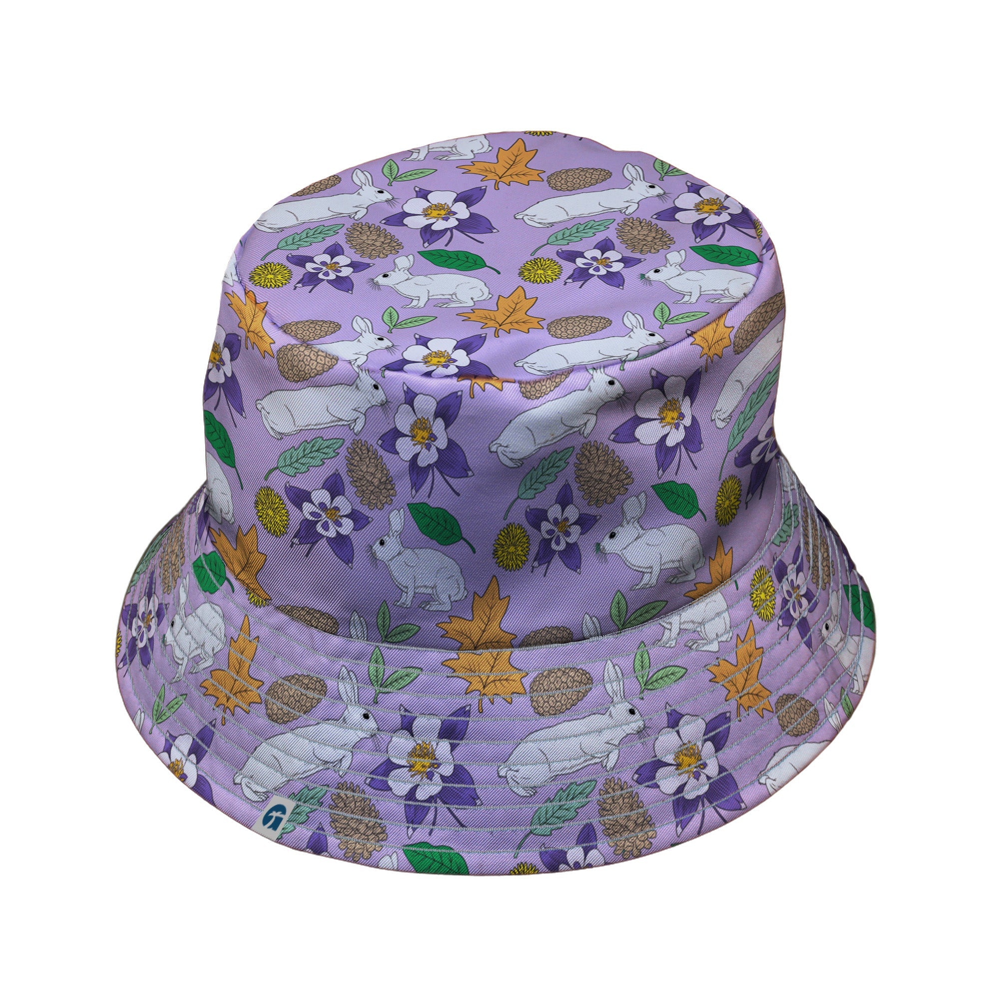 Spring Forest Purple Bucket Hat Geek Nerd animal patterns botany print Design by Julie Kitzes