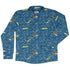 Surf and Roll Dnd Dice Long Sleeve Button Up Shirt Geek Nerd adult sizing Design by Dunking Toast dnd & rpg print