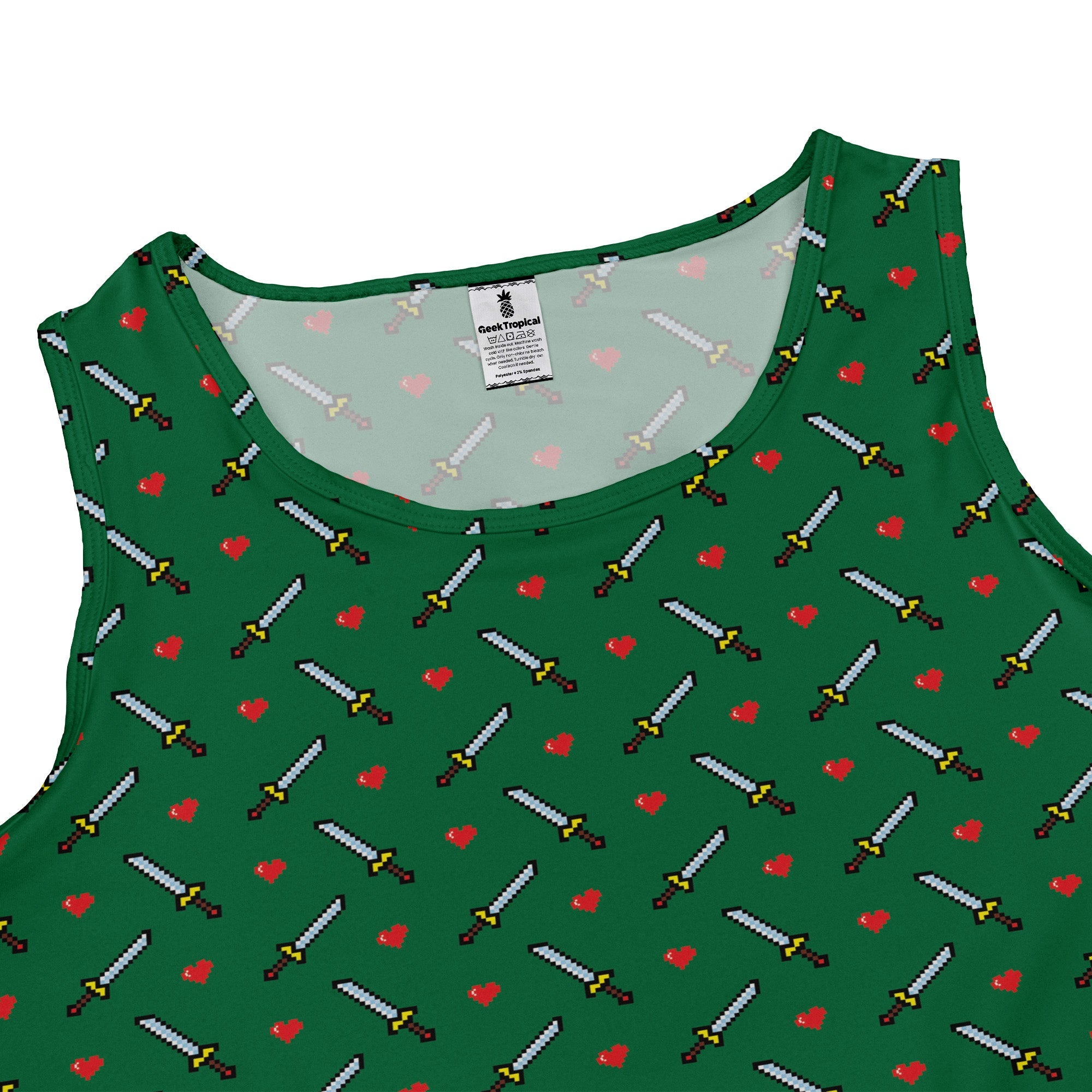 Sword And Hearts Video Game Green Dress Geek Nerd Design by Heather Davenport lx - C video game arcade print
