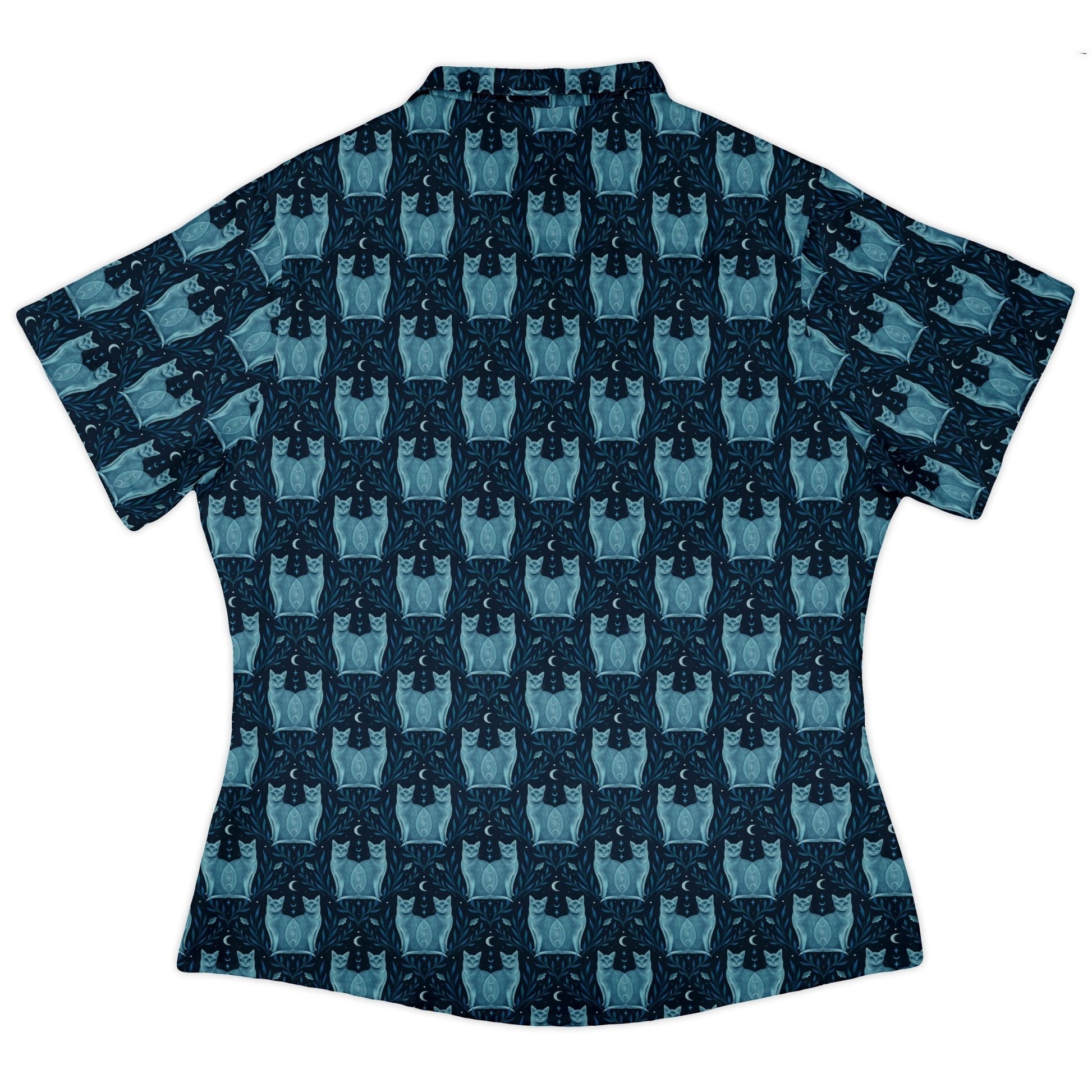 Symmetrical Cats Curvy Button Up Shirt Geek Nerd 0925 All Adult Button Up Shirts Animal Patterns