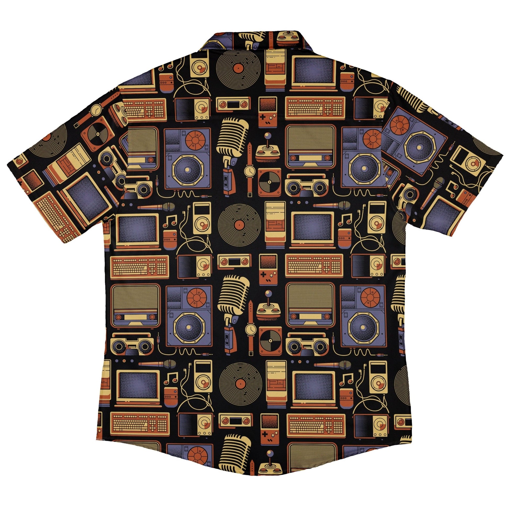 Throwback Tech Button Up Shirt - adult sizing - Design by Tobe Fonseca - music print